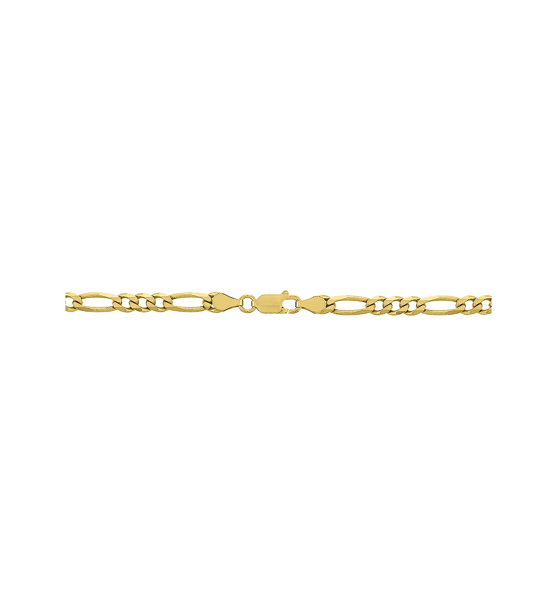 4.3 Millimeter Solid Beveled Figaro Chain Necklace in Gold Over Sterling Silver