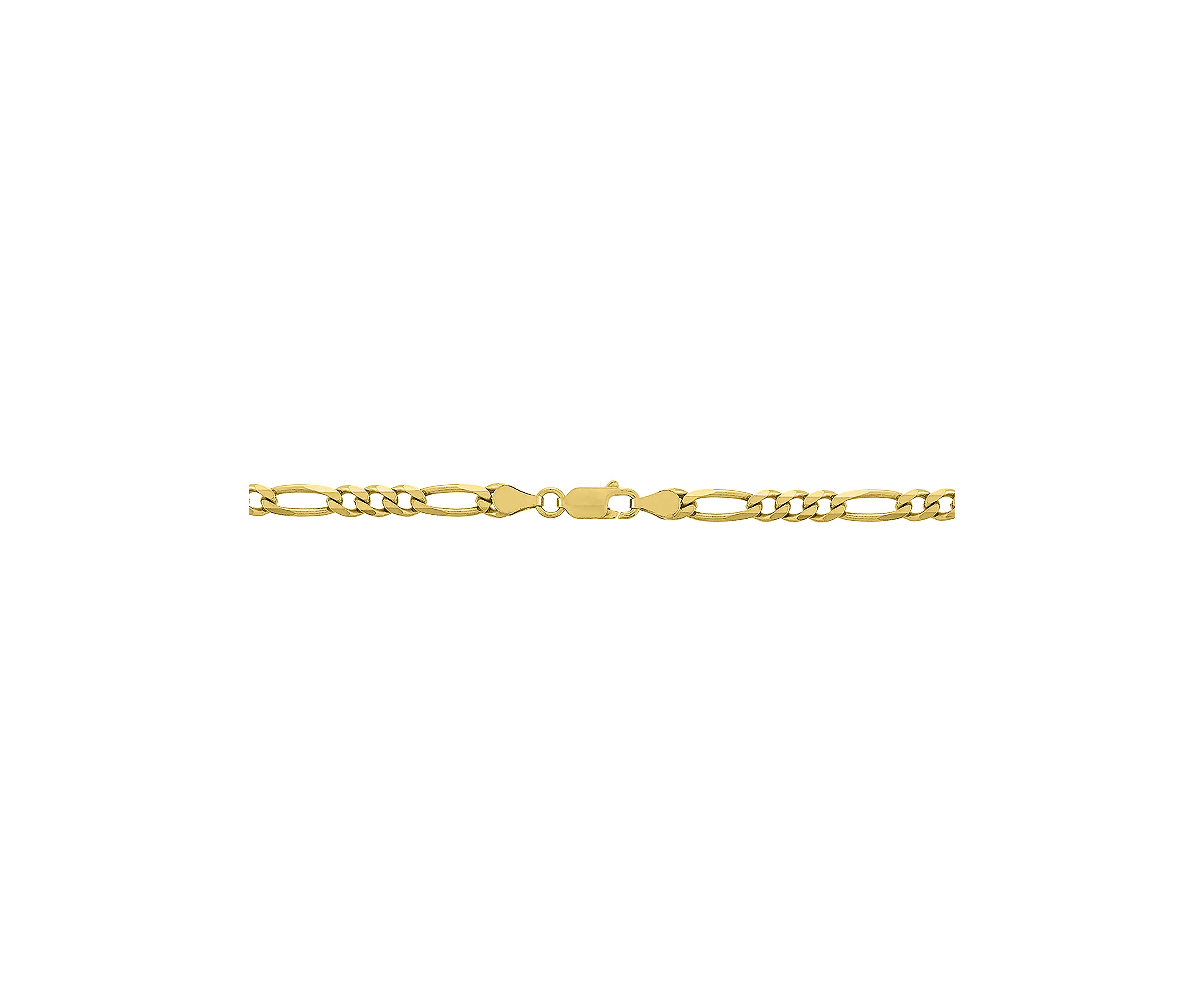 4.3 Millimeter Solid Beveled Figaro Chain Necklace in Gold Over Sterling Silver