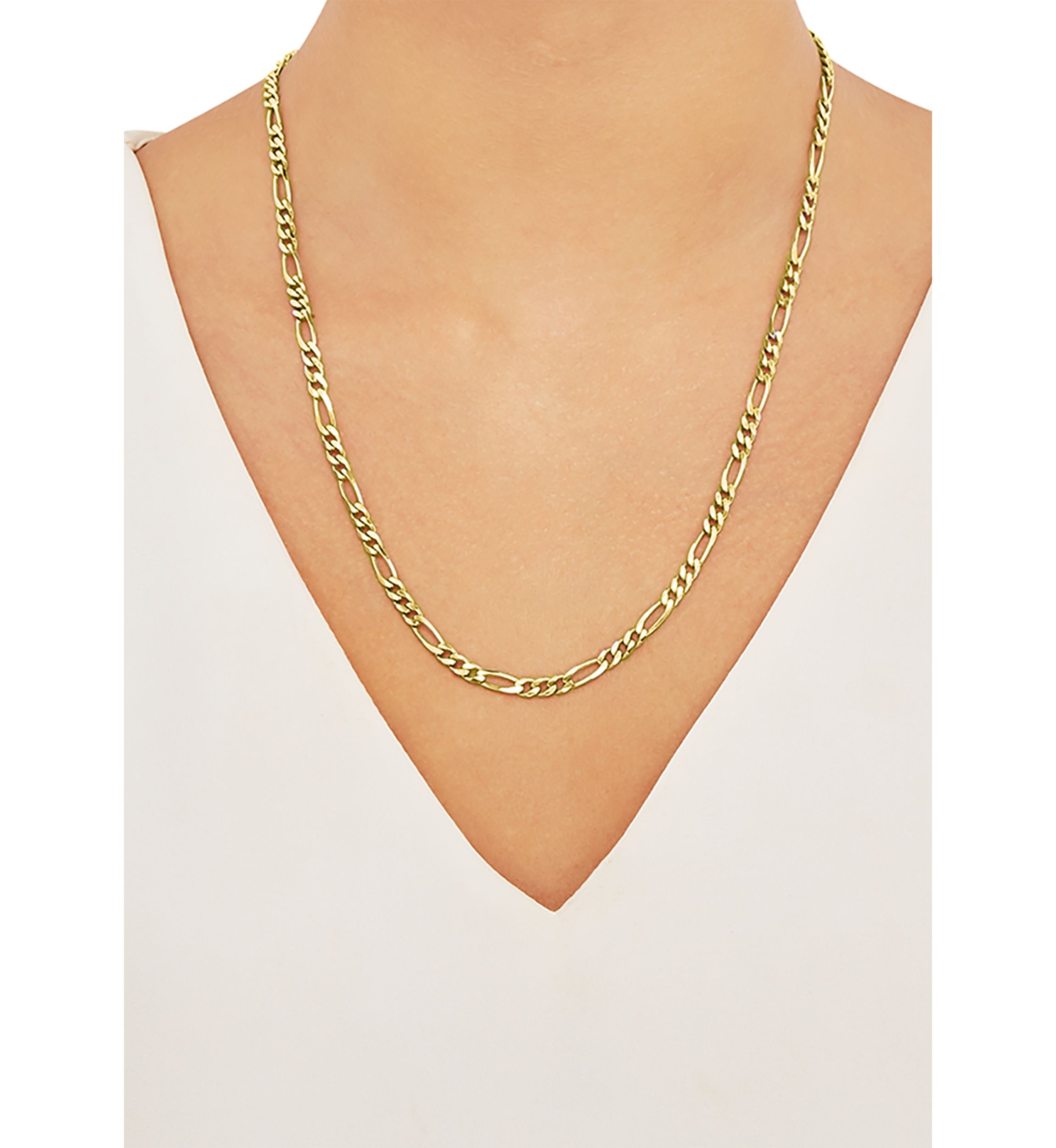 4.3 Millimeter Solid Beveled Figaro Chain Necklace in Gold Over Sterling Silver