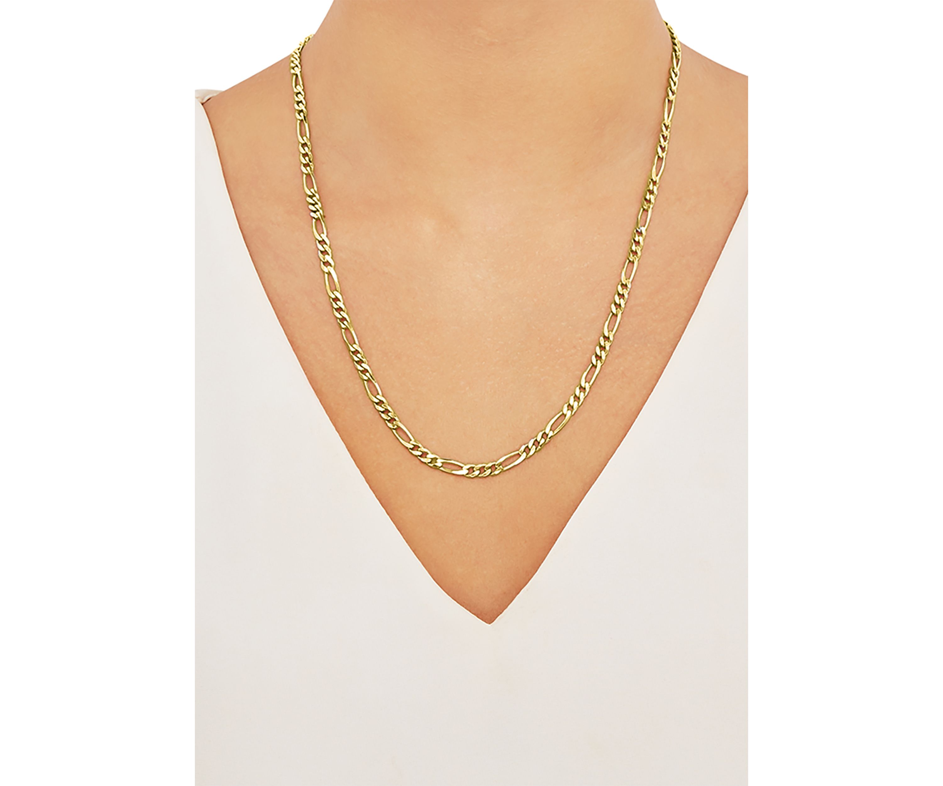 4.3 Millimeter Solid Beveled Figaro Chain Necklace in Gold Over Sterling Silver