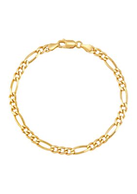 Belk & Co 4.3 Millimeter Solid Beveled Figaro Chain Bracelet in Gold Over Sterling Silver, 7.5 in