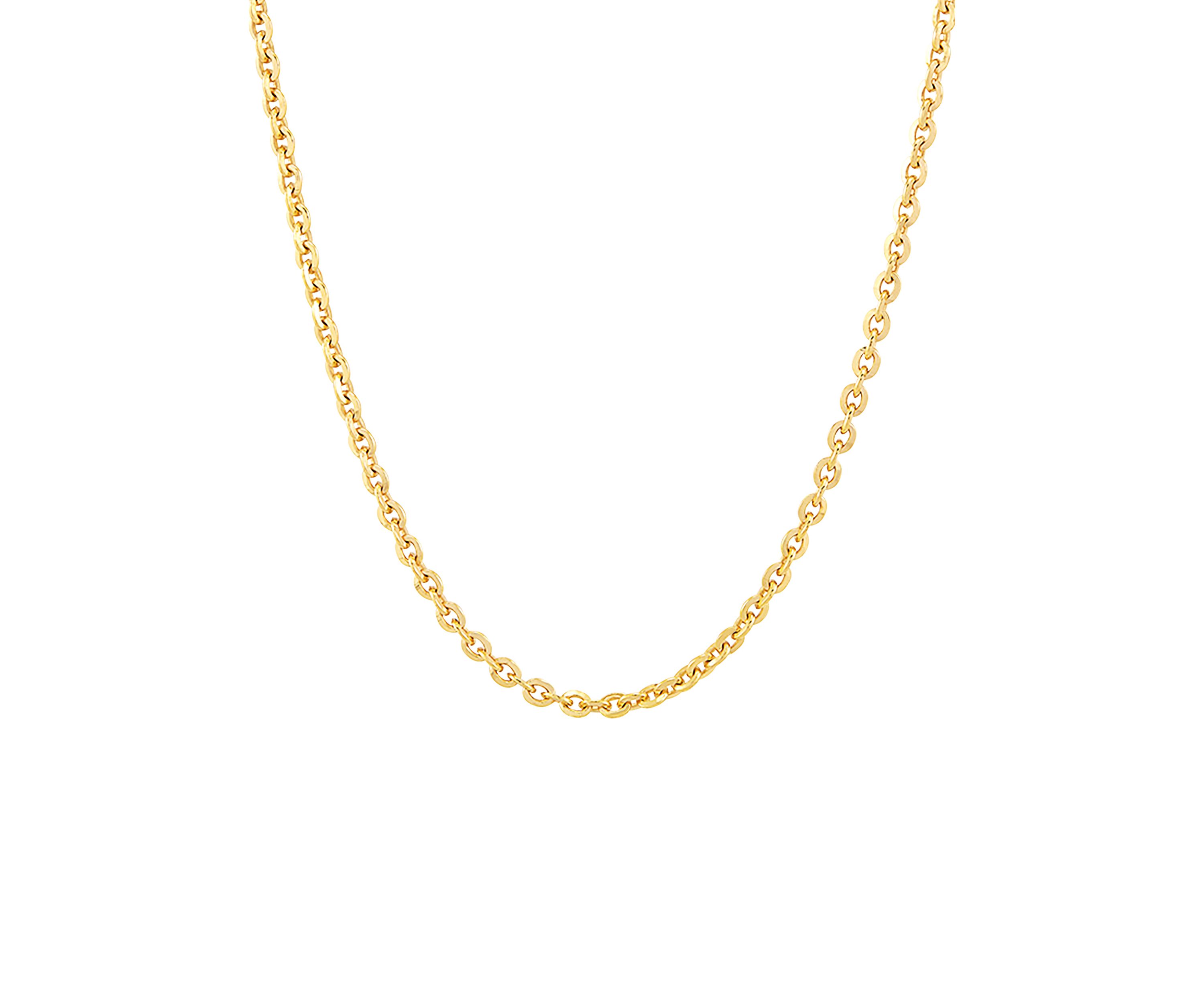 2.9 Millimeter Solid Oval Cable Chain Necklace  in Gold Over Silver