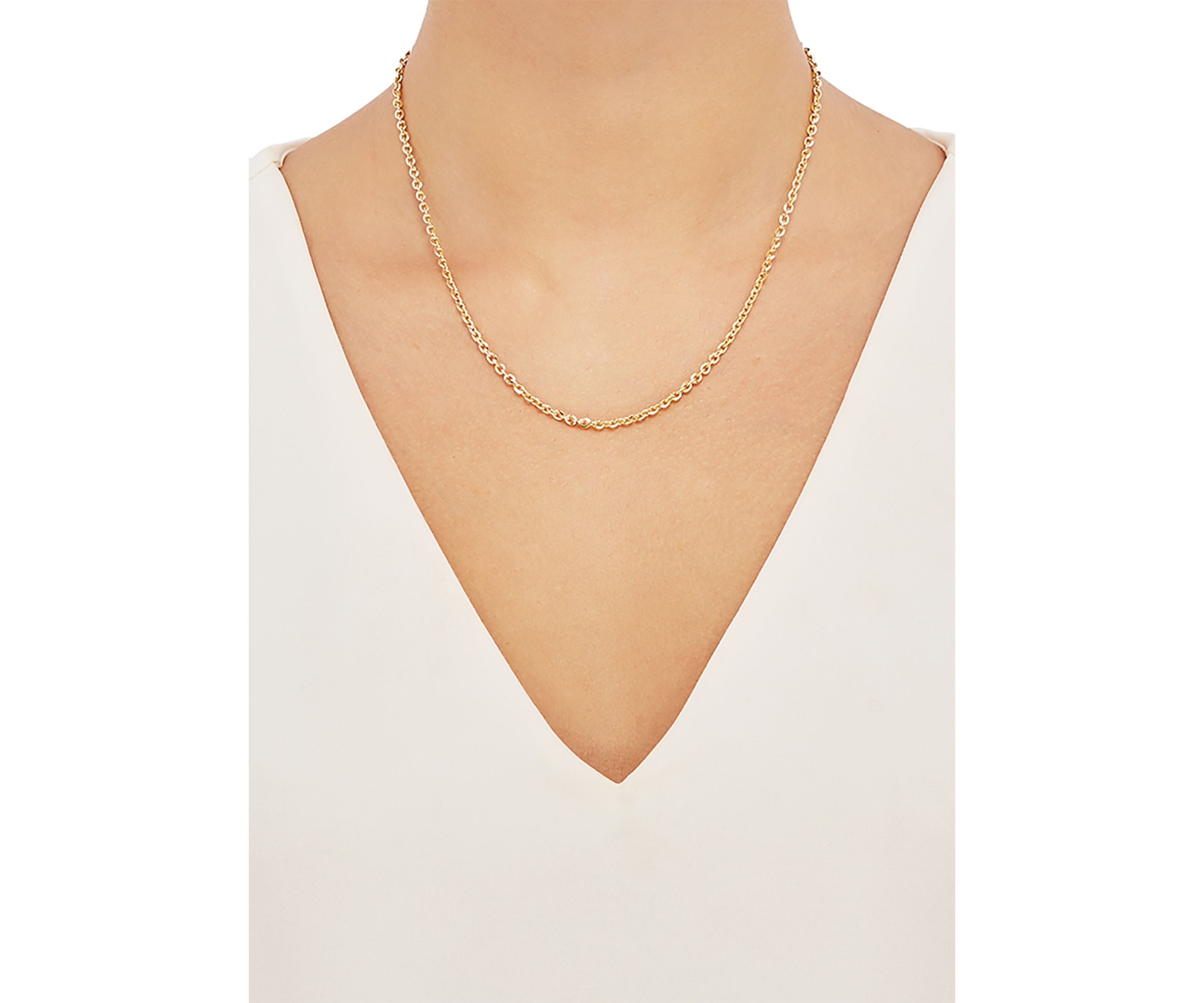 2.9 Millimeter Solid Oval Cable Chain Necklace  in Gold Over Silver