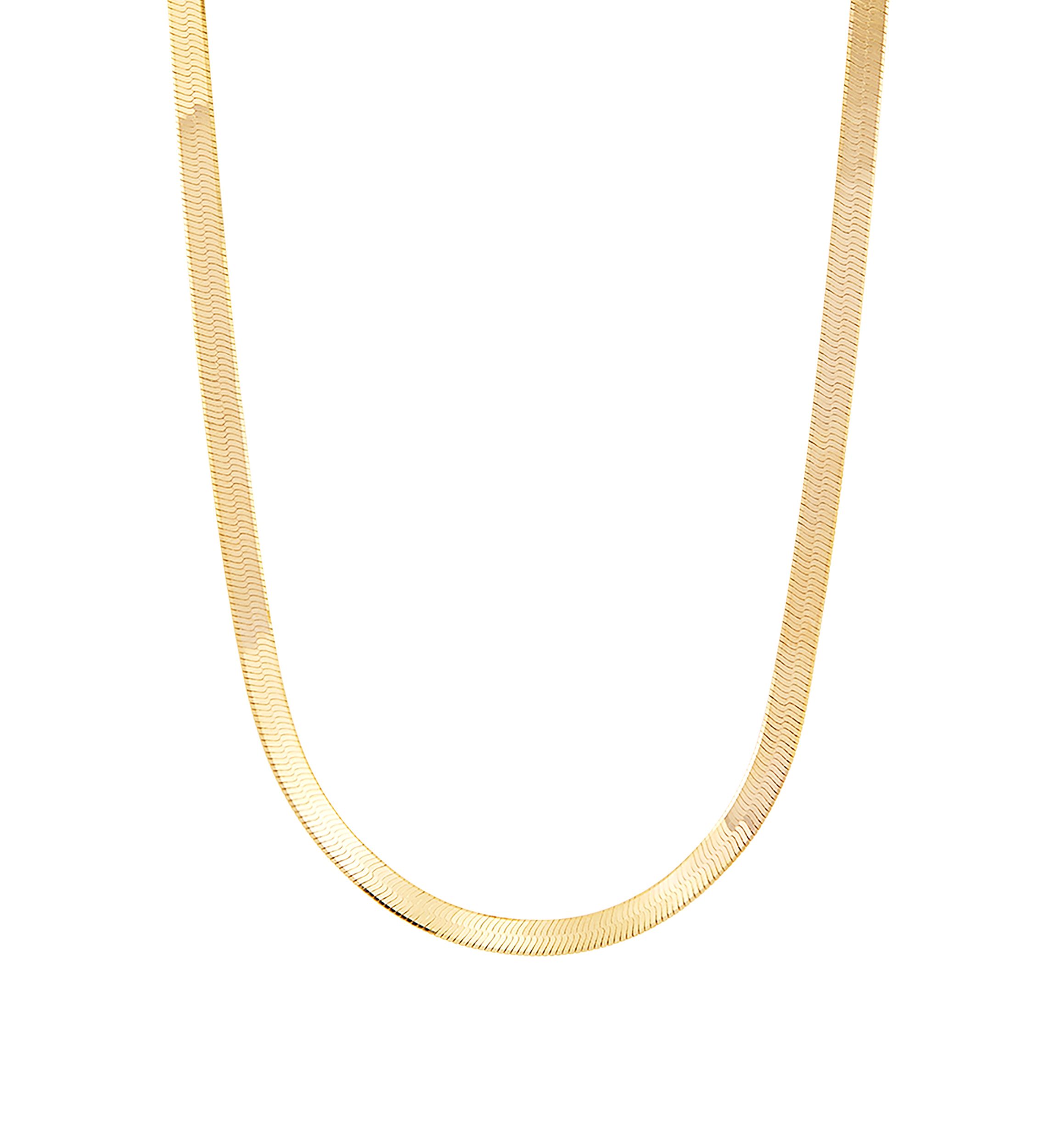 4.5 Millimeter Solid Herringbone Chain Necklace in Gold Over Sterling Silver
