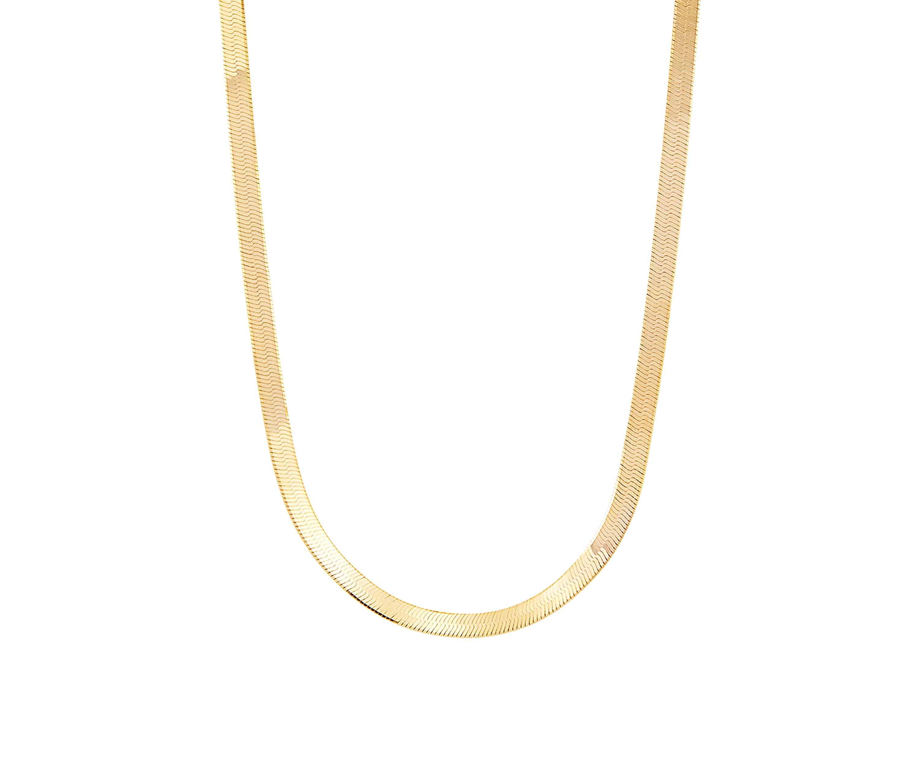 4.5 Millimeter Solid Herringbone Chain Necklace in Gold Over Sterling Silver