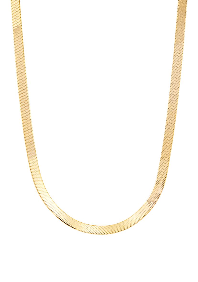 4.5 Millimeter Solid Herringbone Chain Necklace in Gold Over Sterling Silver