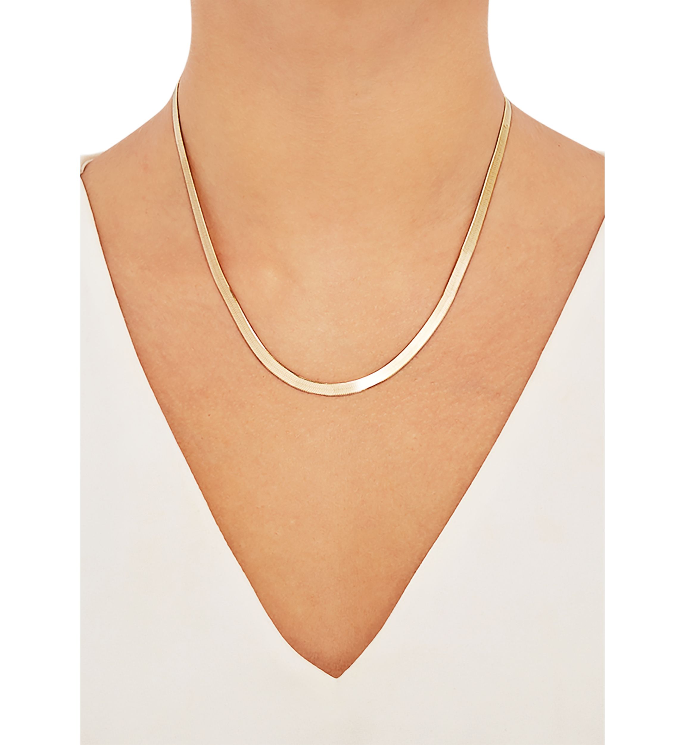 4.5 Millimeter Solid Herringbone Chain Necklace in Gold Over Sterling Silver