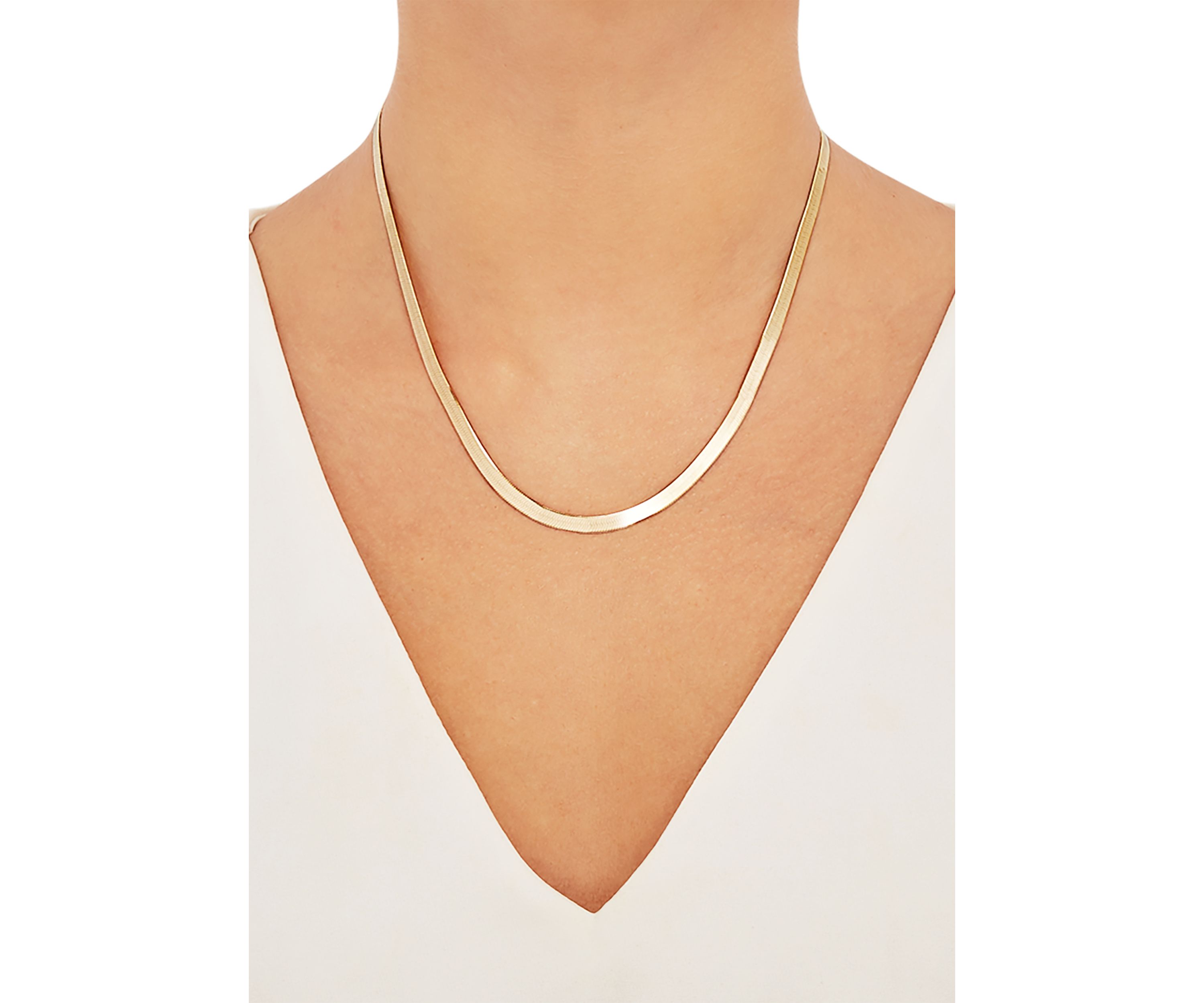 4.5 Millimeter Solid Herringbone Chain Necklace in Gold Over Sterling Silver