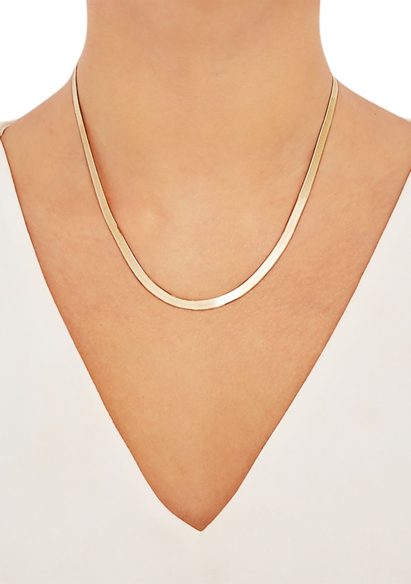 4.5 Millimeter Solid Herringbone Chain Necklace in Gold Over Sterling Silver