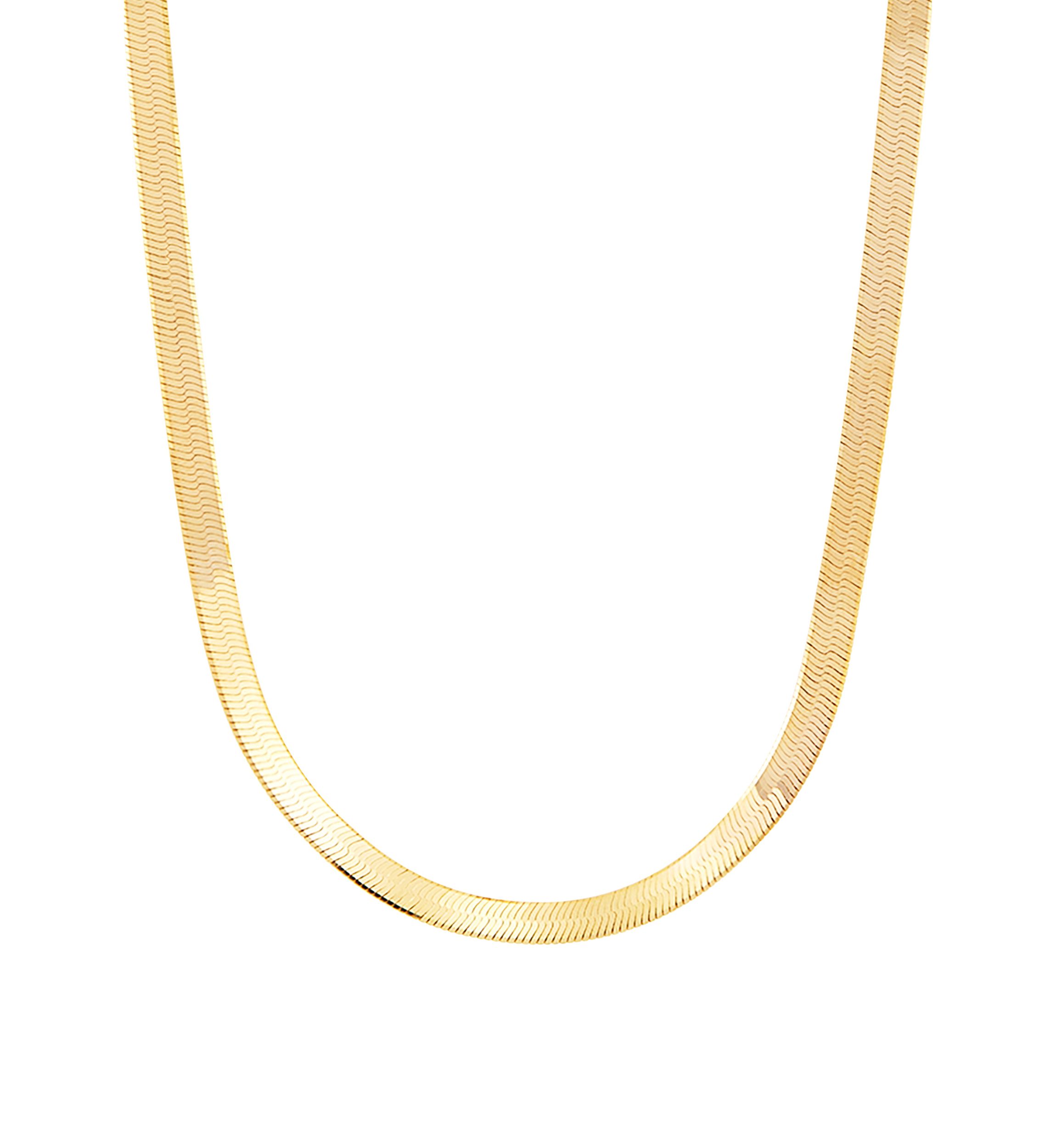 4.5 Millimeter Solid Herringbone Chain Necklace in Gold Over Sterling Silver
