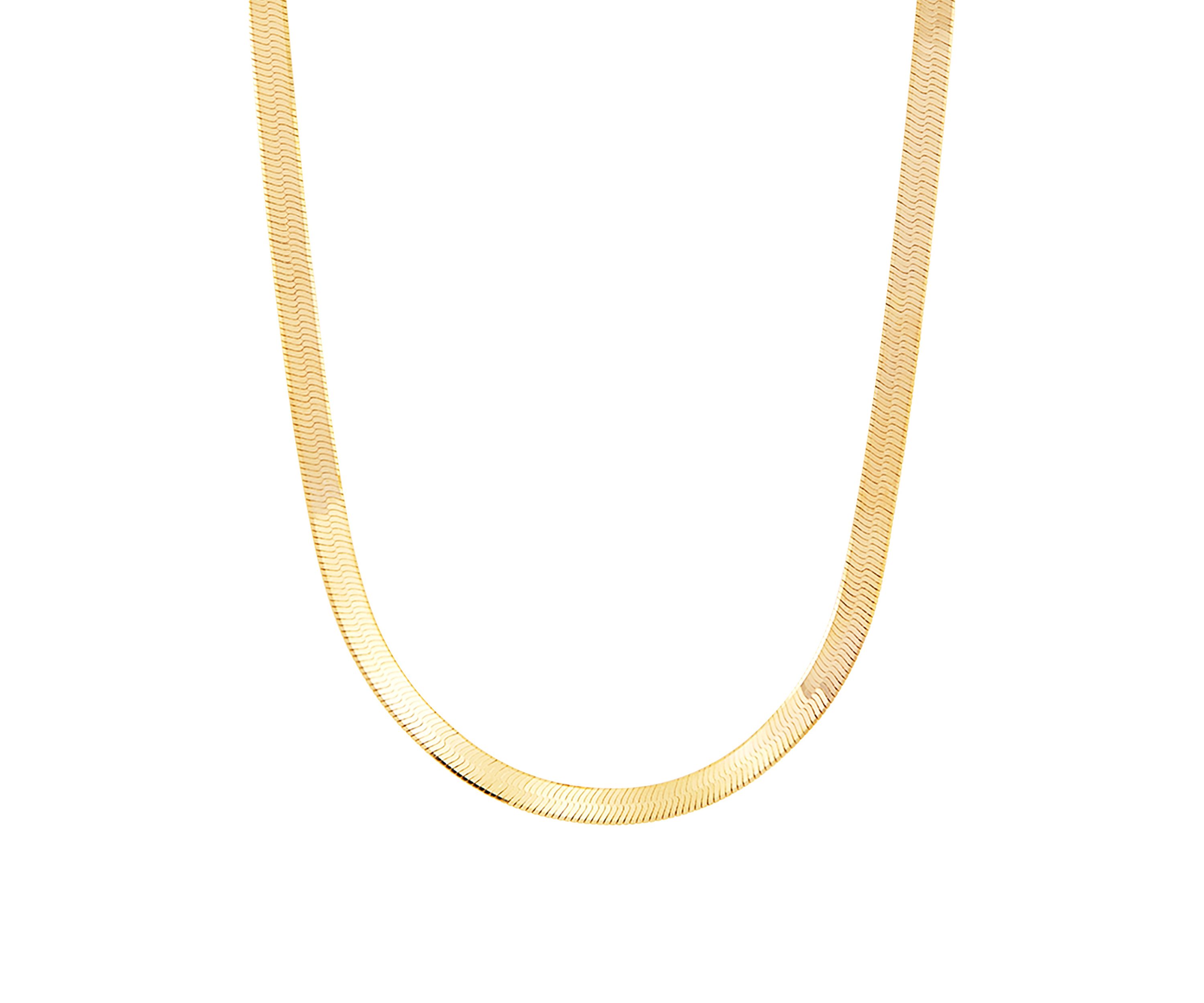 4.5 Millimeter Solid Herringbone Chain Necklace in Gold Over Sterling Silver