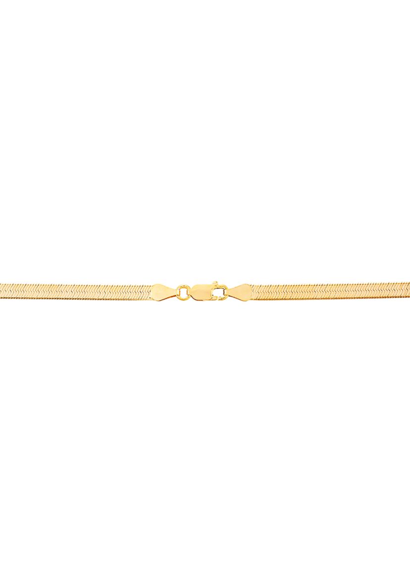 4.5 Millimeter Solid Herringbone Chain Necklace in Gold Over Sterling Silver