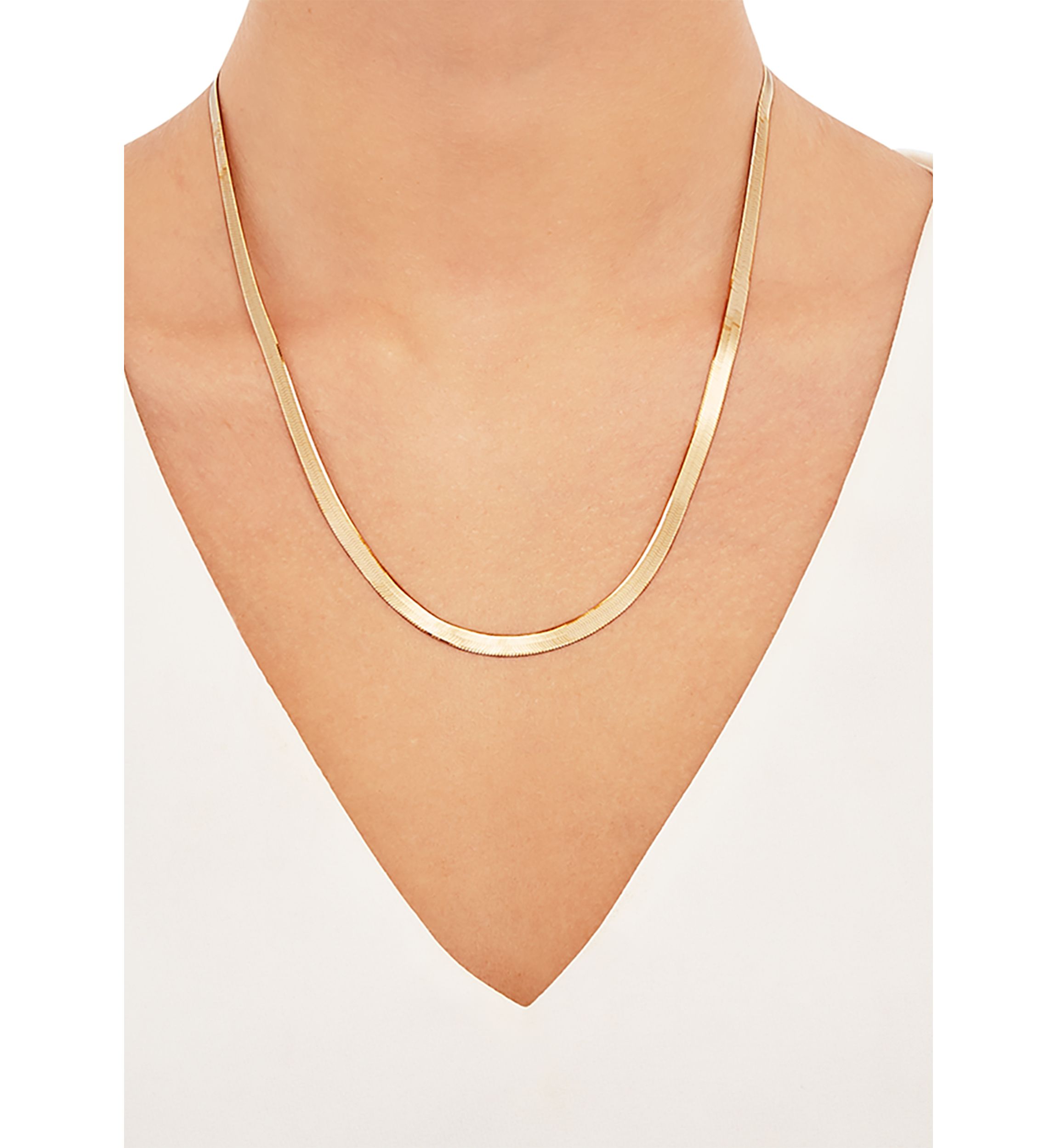 4.5 Millimeter Solid Herringbone Chain Necklace in Gold Over Sterling Silver