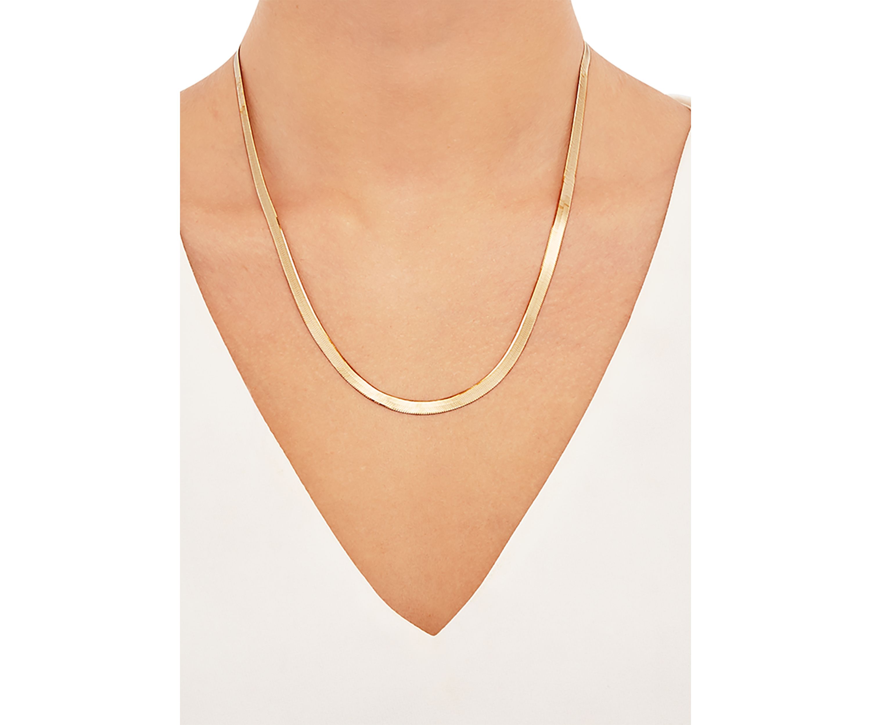 4.5 Millimeter Solid Herringbone Chain Necklace in Gold Over Sterling Silver