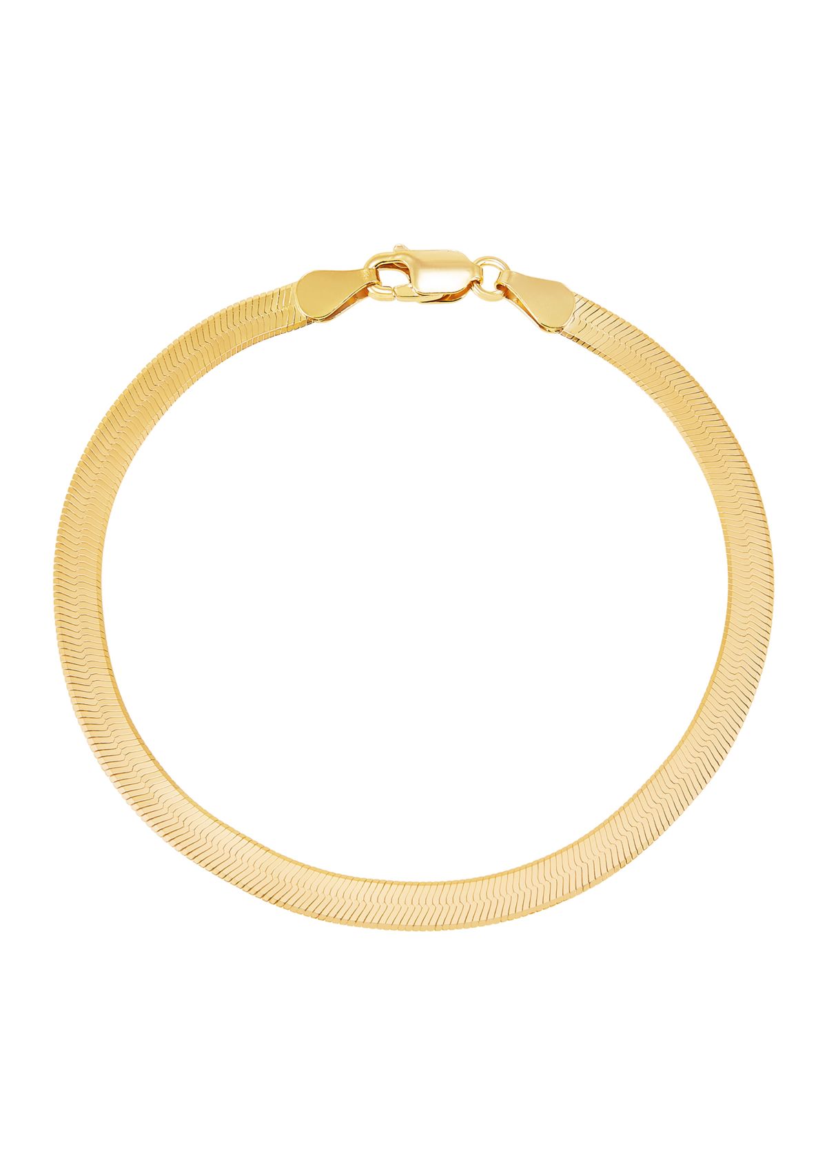 4.5 Millimeter Solid Herringbone Chain Bracelet in Gold Over Sterling Silver