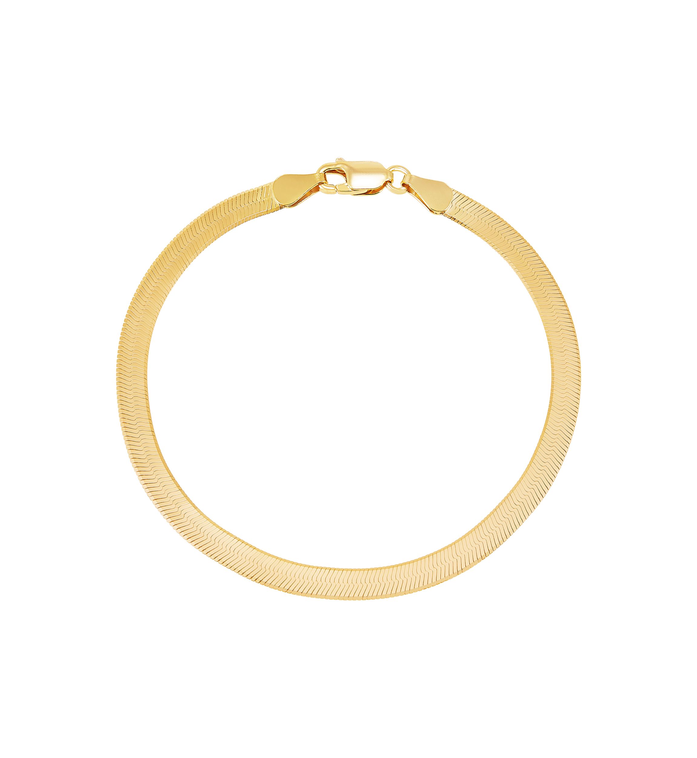 4.5 Millimeter Solid Herringbone Chain Bracelet in Gold Over Sterling Silver