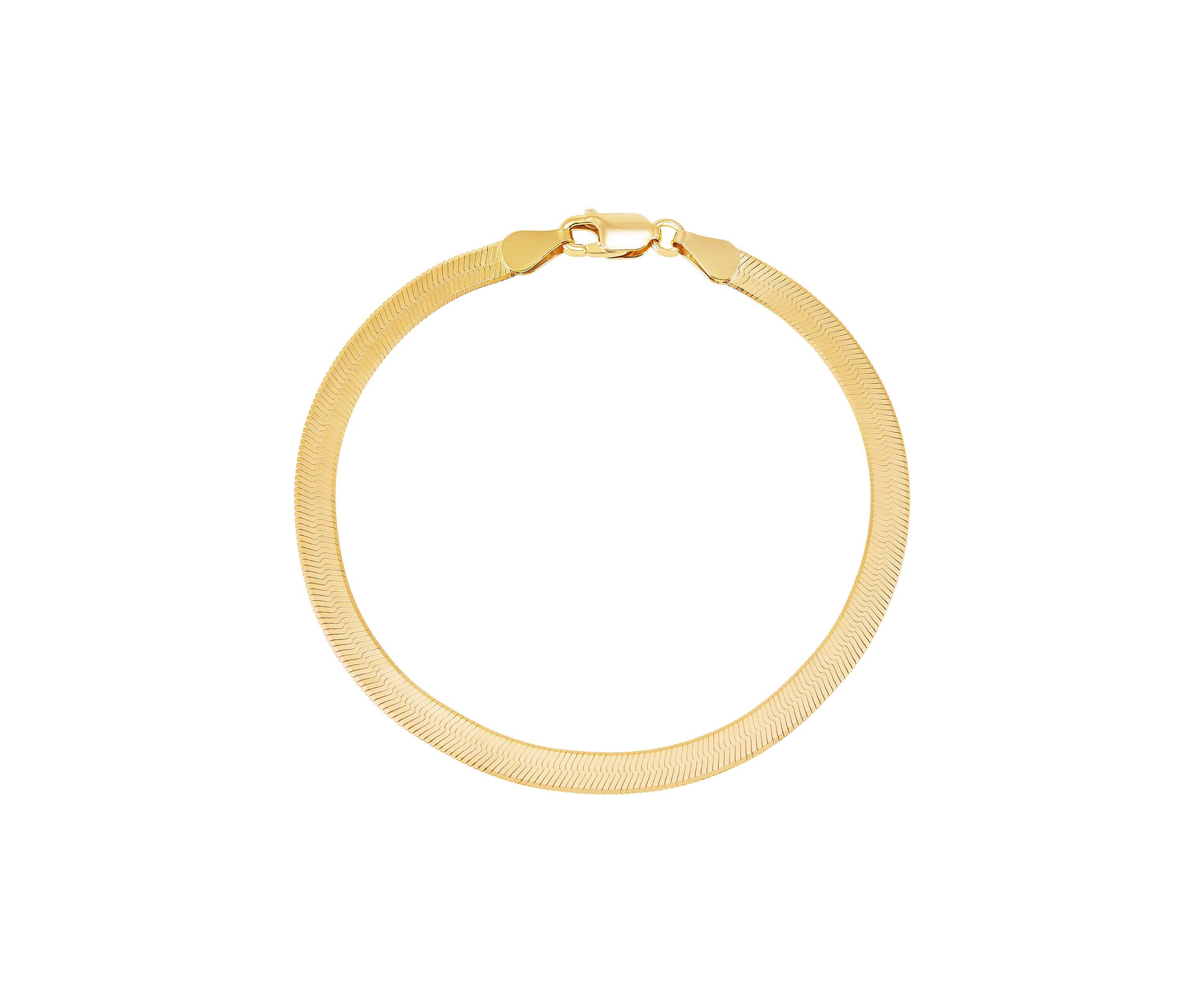 4.5 Millimeter Solid Herringbone Chain Bracelet in Gold Over Sterling Silver