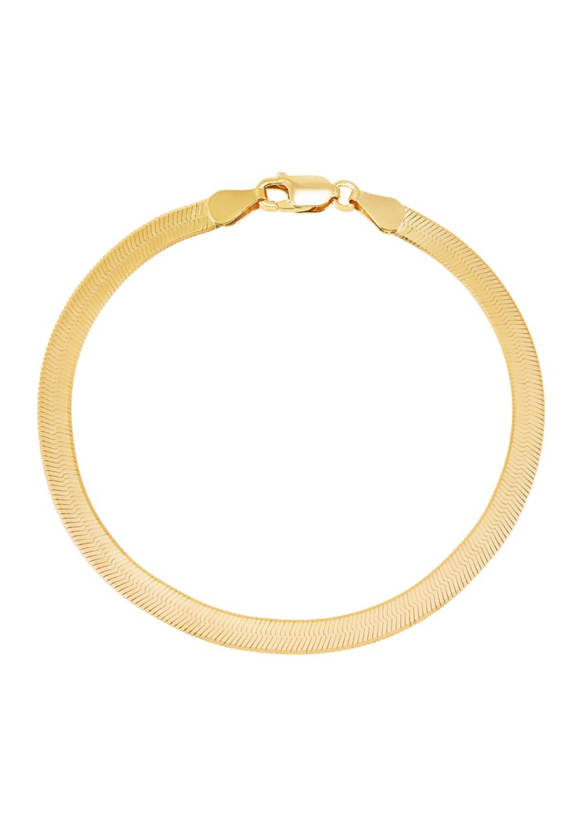 4.5 Millimeter Solid Herringbone Chain Bracelet in Gold Over Sterling Silver