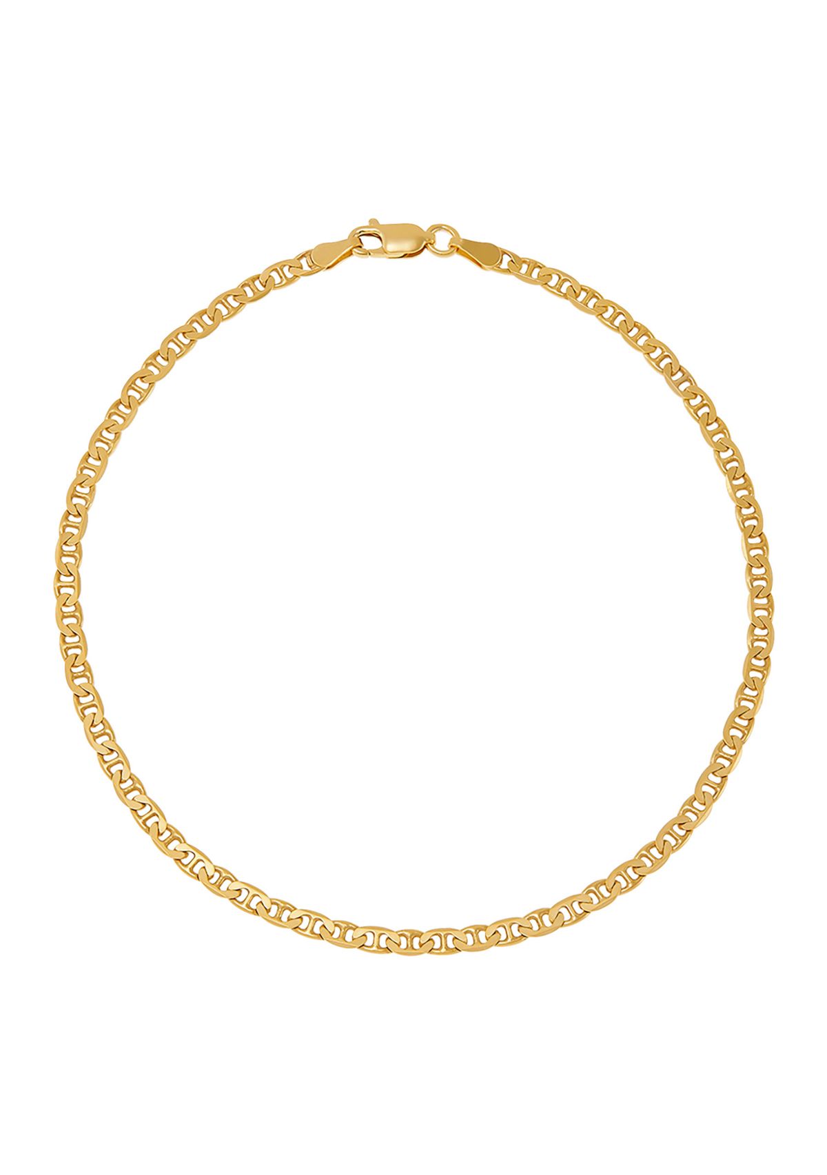 2.8 Millimeter Solid Mariner Chain Bracelet in Gold over Sterling Silver