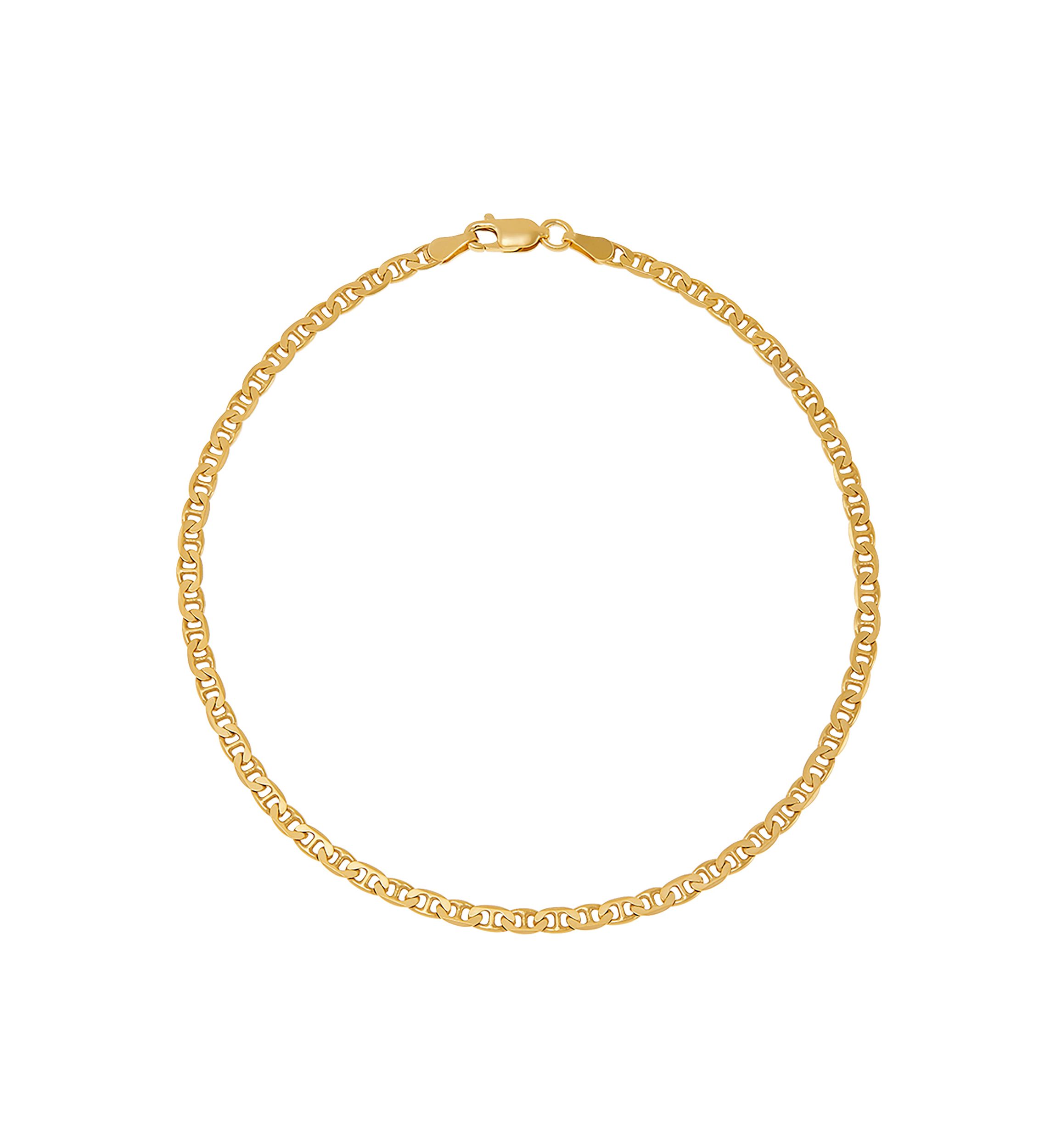 2.8 Millimeter Solid Mariner Chain Bracelet in Gold over Sterling Silver