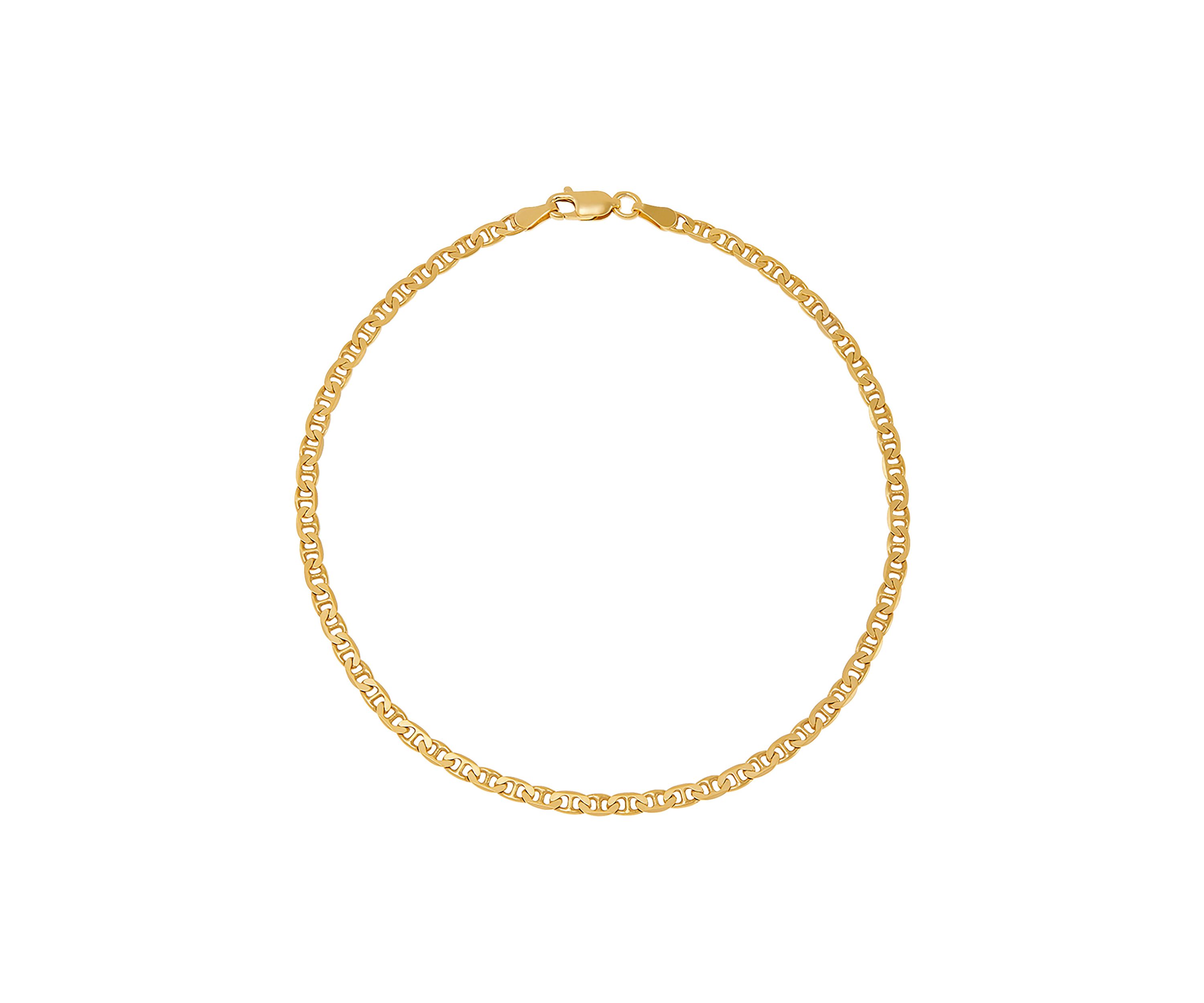 2.8 Millimeter Solid Mariner Chain Bracelet in Gold over Sterling Silver