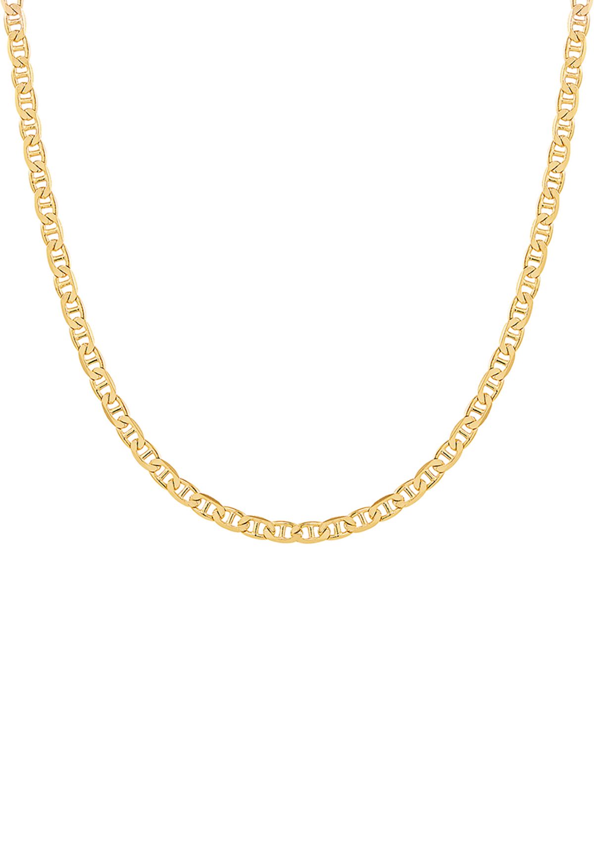 .2.8 Millimeter Solid Mariner Chain Necklace  in Gold Over Sterling Silver