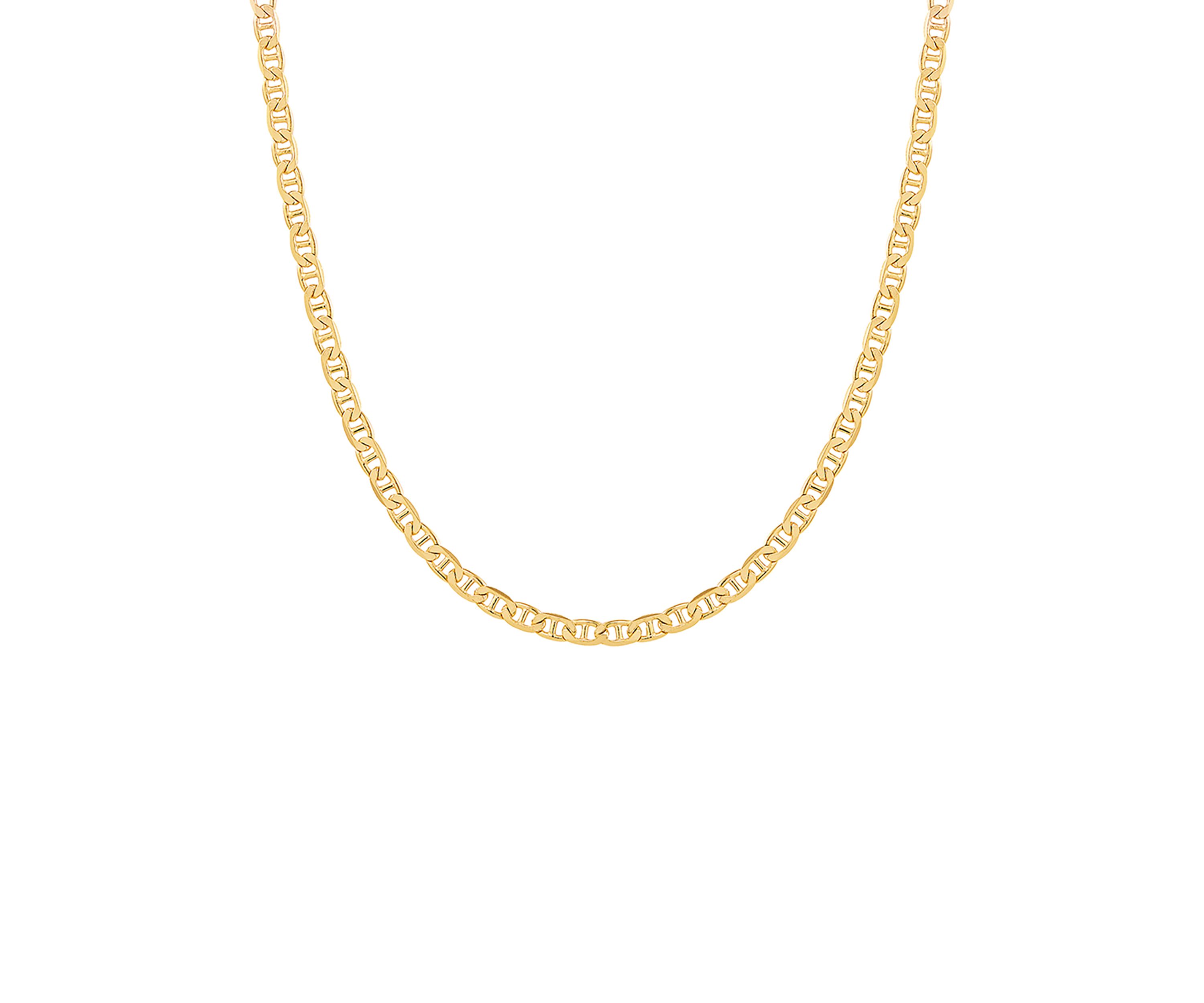 .2.8 Millimeter Solid Mariner Chain Necklace  in Gold Over Sterling Silver