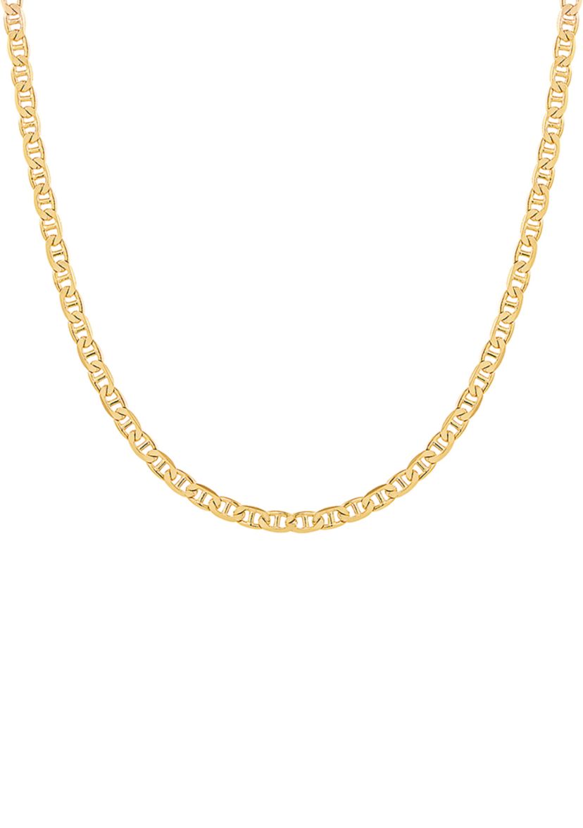 .2.8 Millimeter Solid Mariner Chain Necklace  in Gold Over Sterling Silver