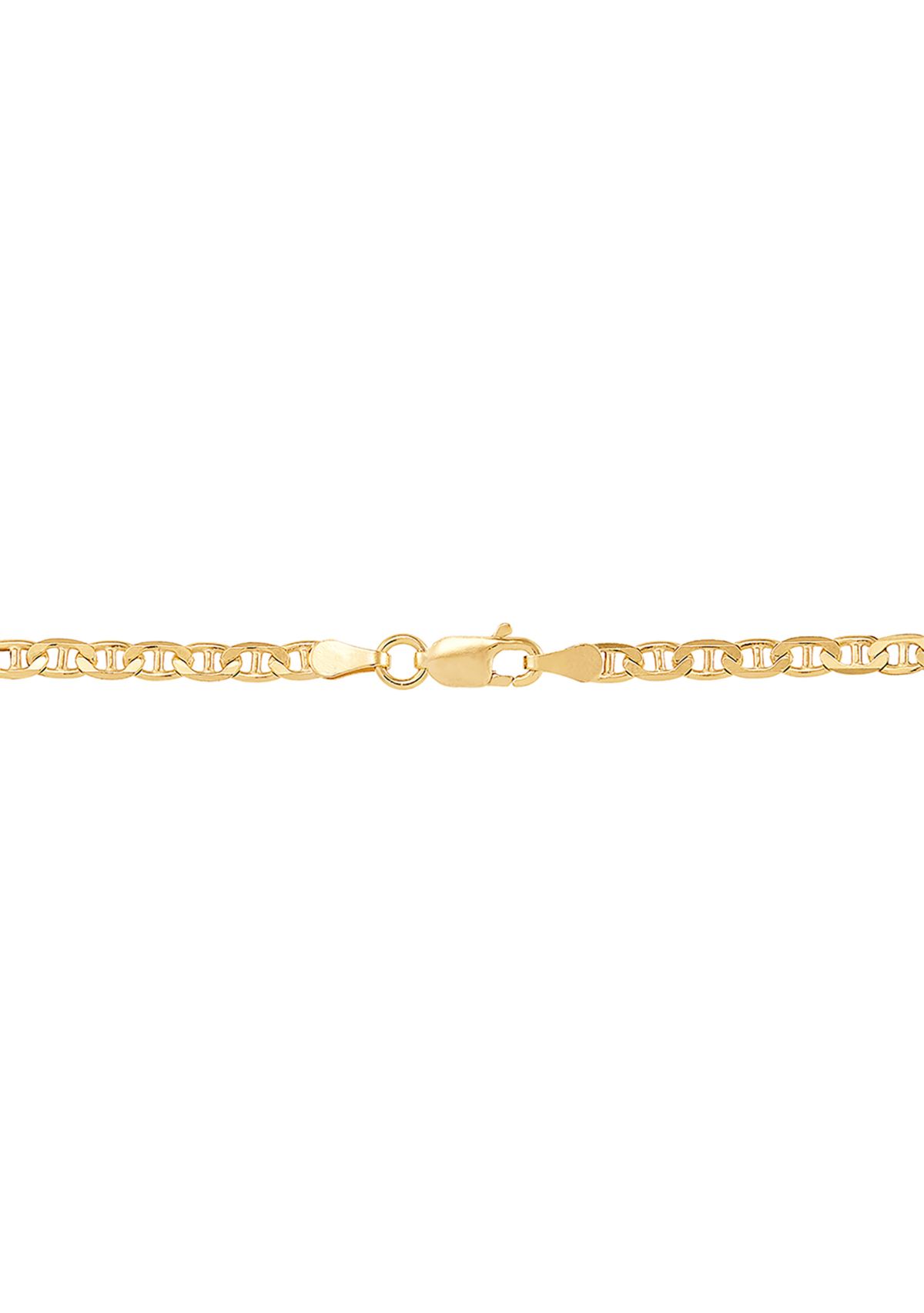 .2.8 Millimeter Solid Mariner Chain Necklace  in Gold Over Sterling Silver