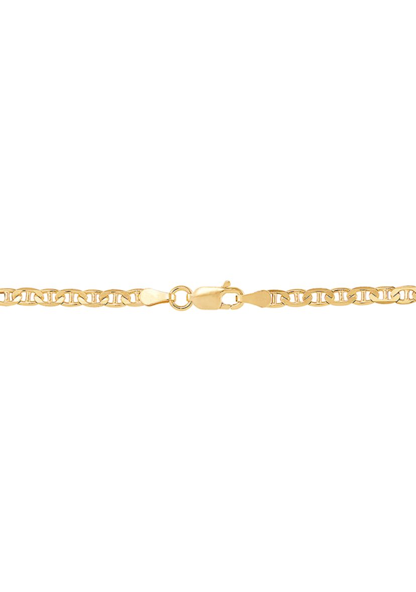 .2.8 Millimeter Solid Mariner Chain Necklace  in Gold Over Sterling Silver