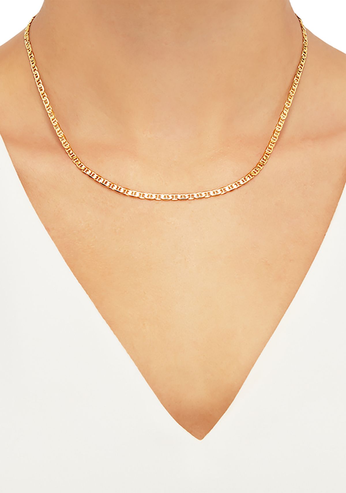 .2.8 Millimeter Solid Mariner Chain Necklace  in Gold Over Sterling Silver