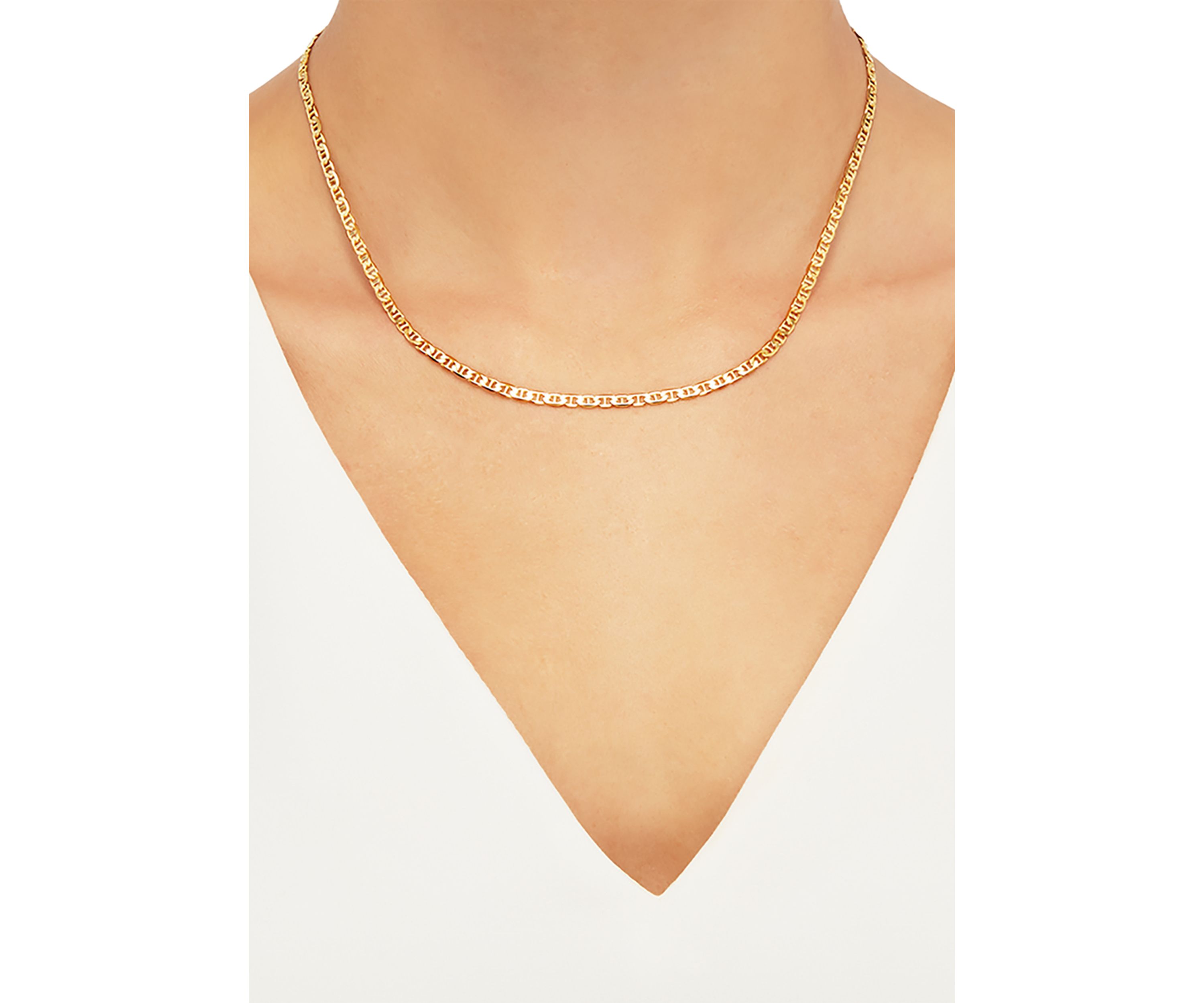 .2.8 Millimeter Solid Mariner Chain Necklace  in Gold Over Sterling Silver