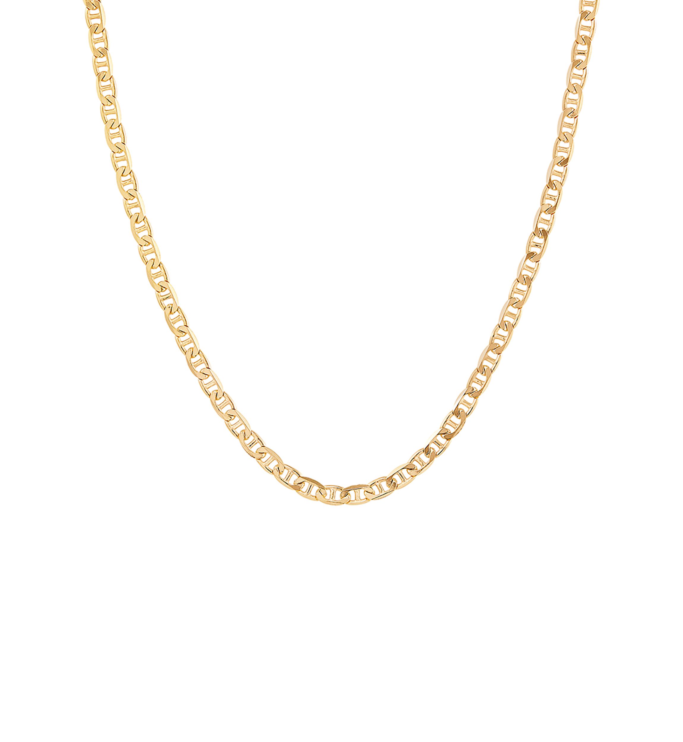 2.5 Millimeter Solid Mariner Chain Necklace in Gold Over Sterling Silver