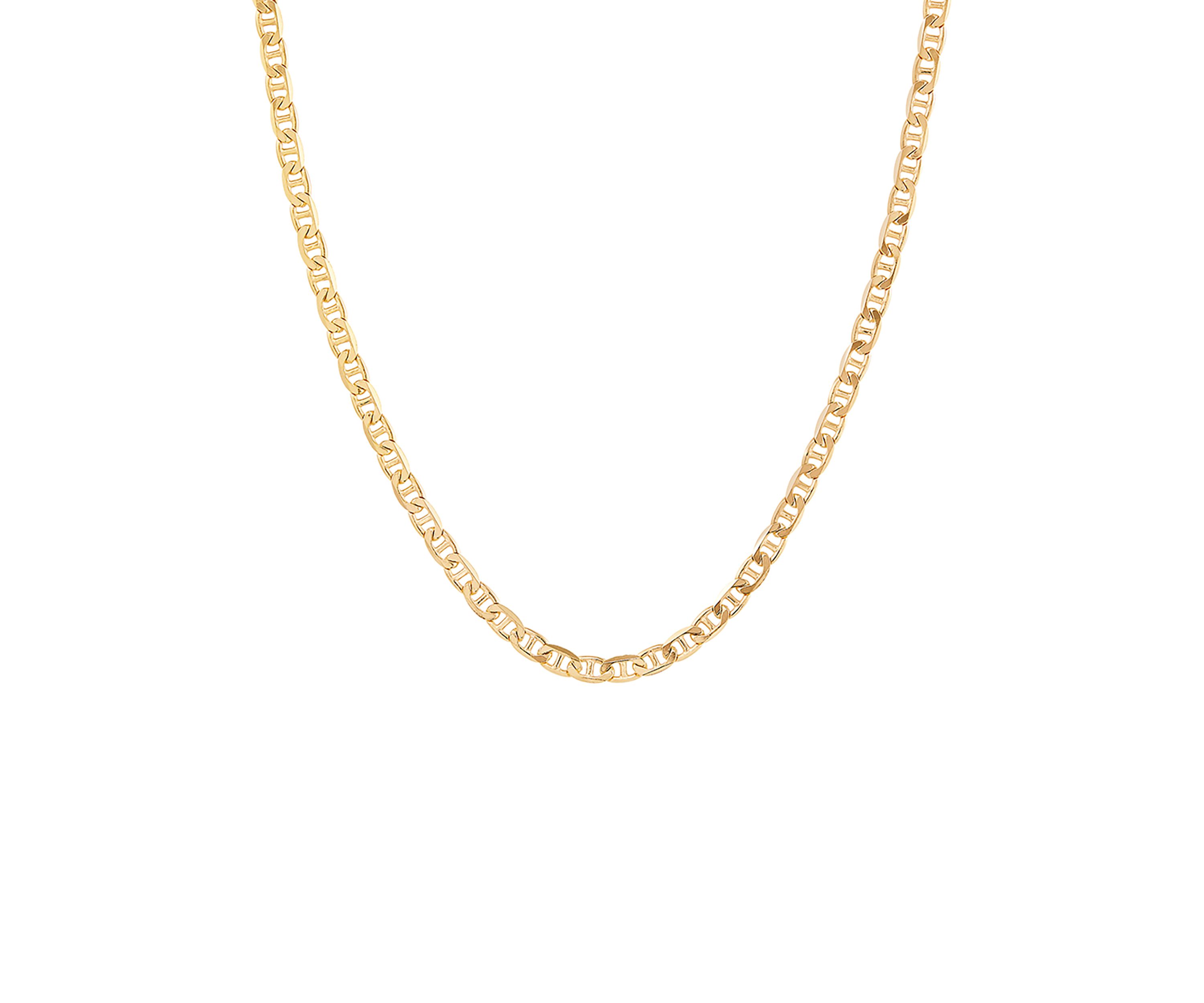 2.5 Millimeter Solid Mariner Chain Necklace in Gold Over Sterling Silver