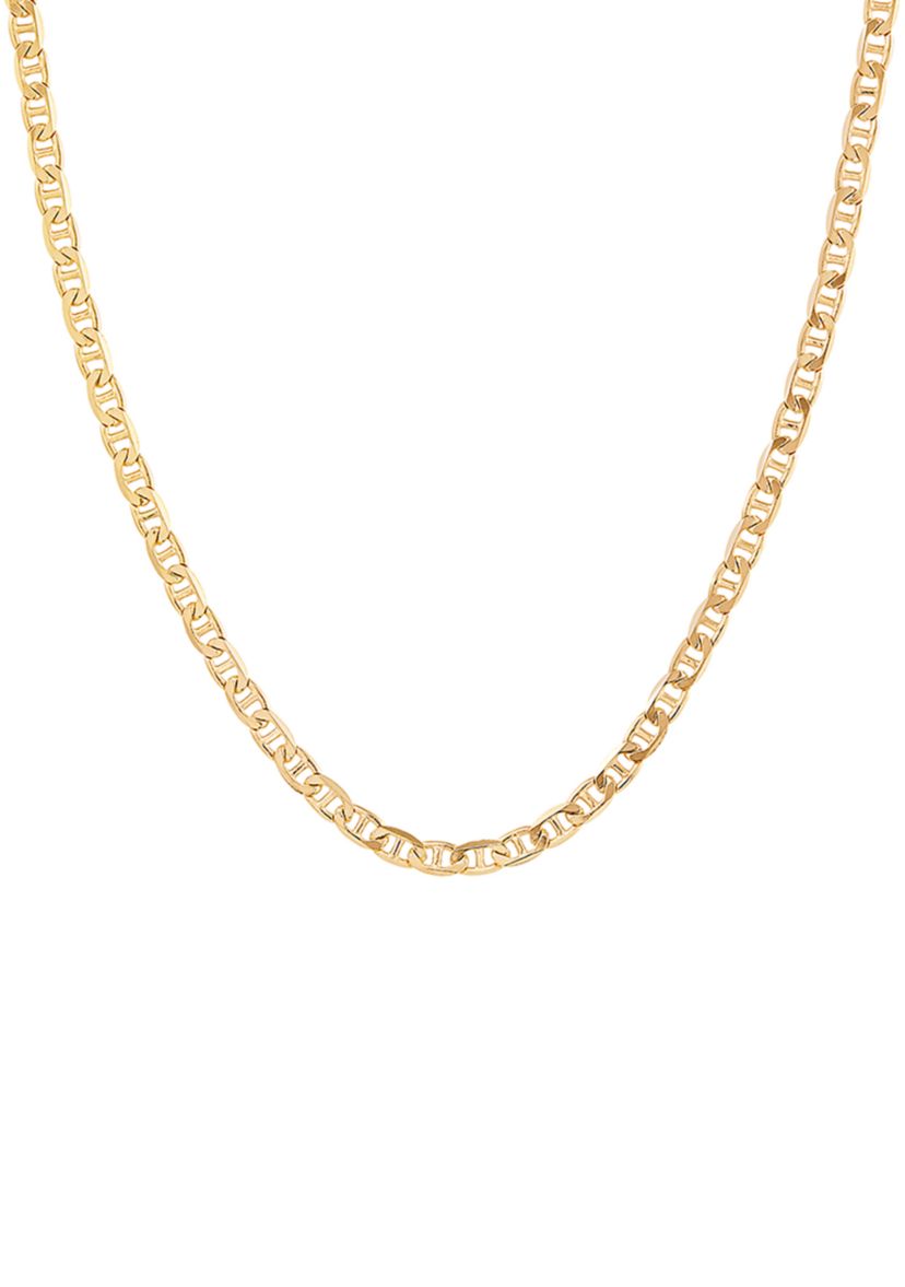 2.5 Millimeter Solid Mariner Chain Necklace in Gold Over Sterling Silver
