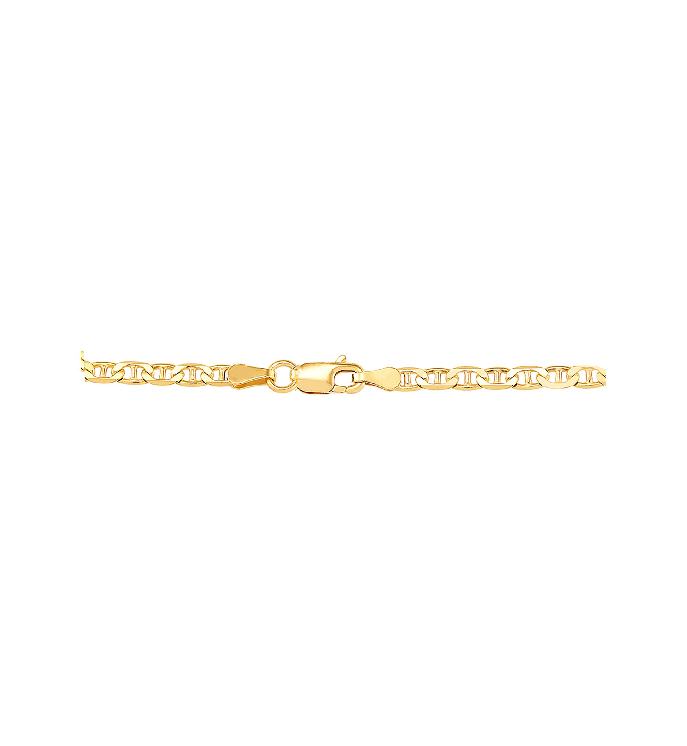 2.5 Millimeter Solid Mariner Chain Necklace in Gold Over Sterling Silver