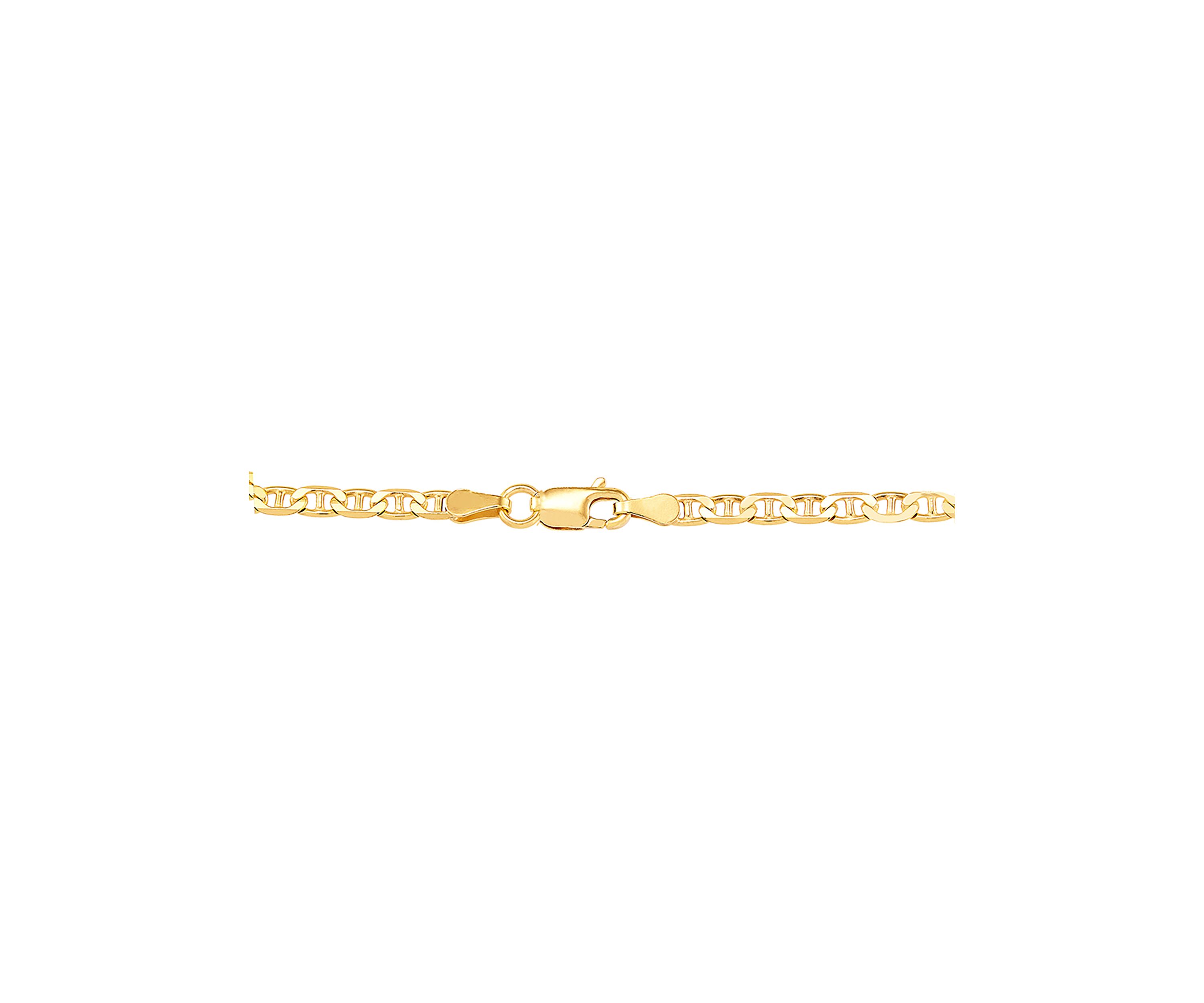 2.5 Millimeter Solid Mariner Chain Necklace in Gold Over Sterling Silver