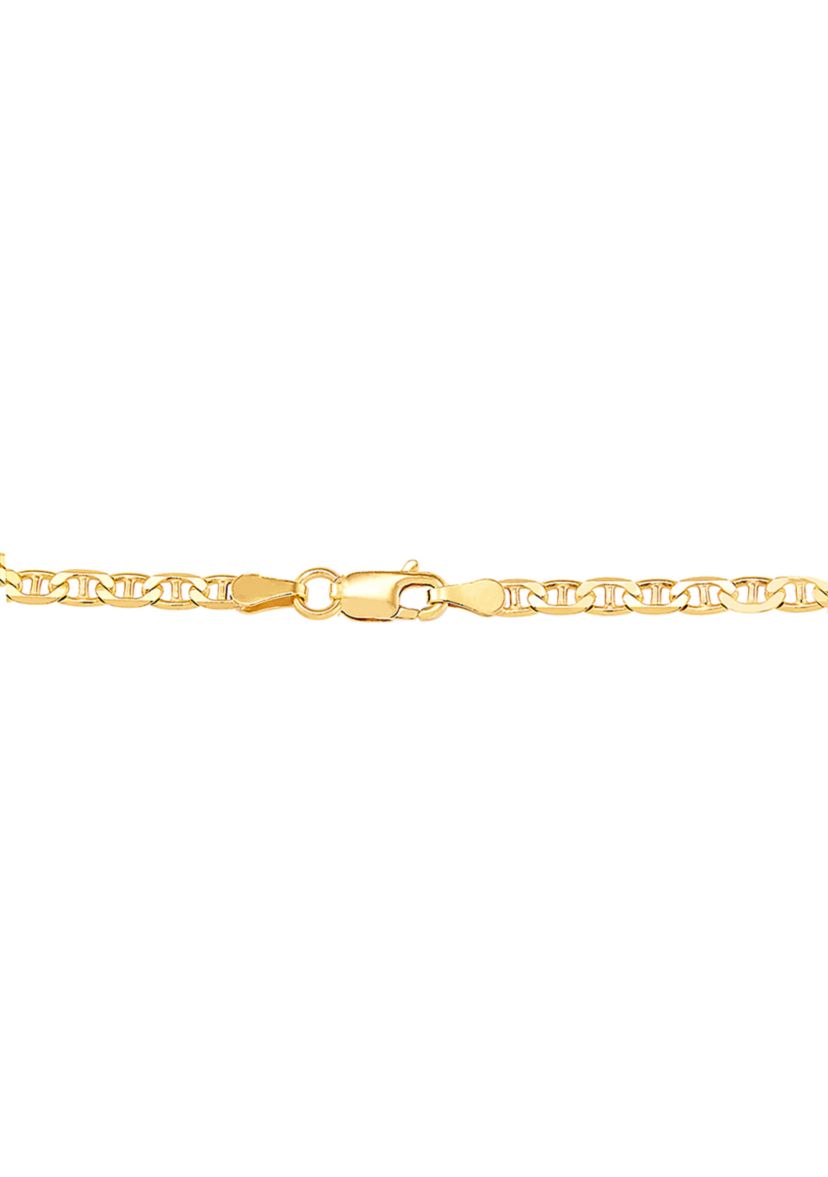 2.5 Millimeter Solid Mariner Chain Necklace in Gold Over Sterling Silver