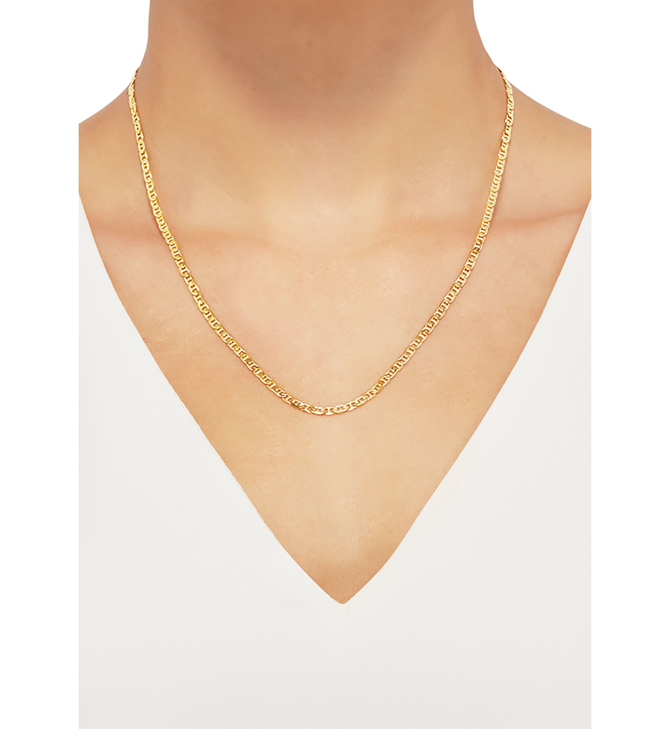 2.5 Millimeter Solid Mariner Chain Necklace in Gold Over Sterling Silver