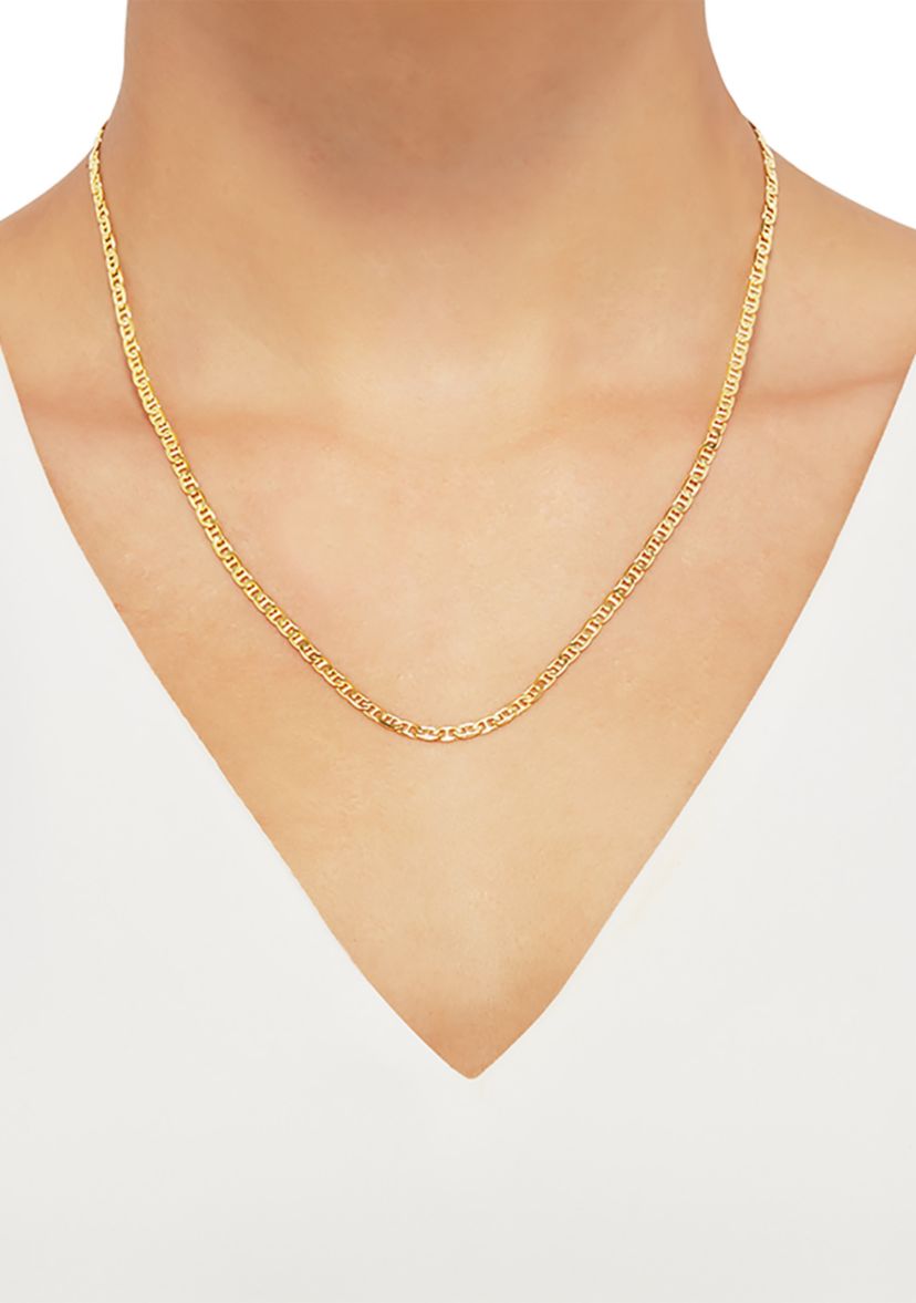 2.5 Millimeter Solid Mariner Chain Necklace in Gold Over Sterling Silver