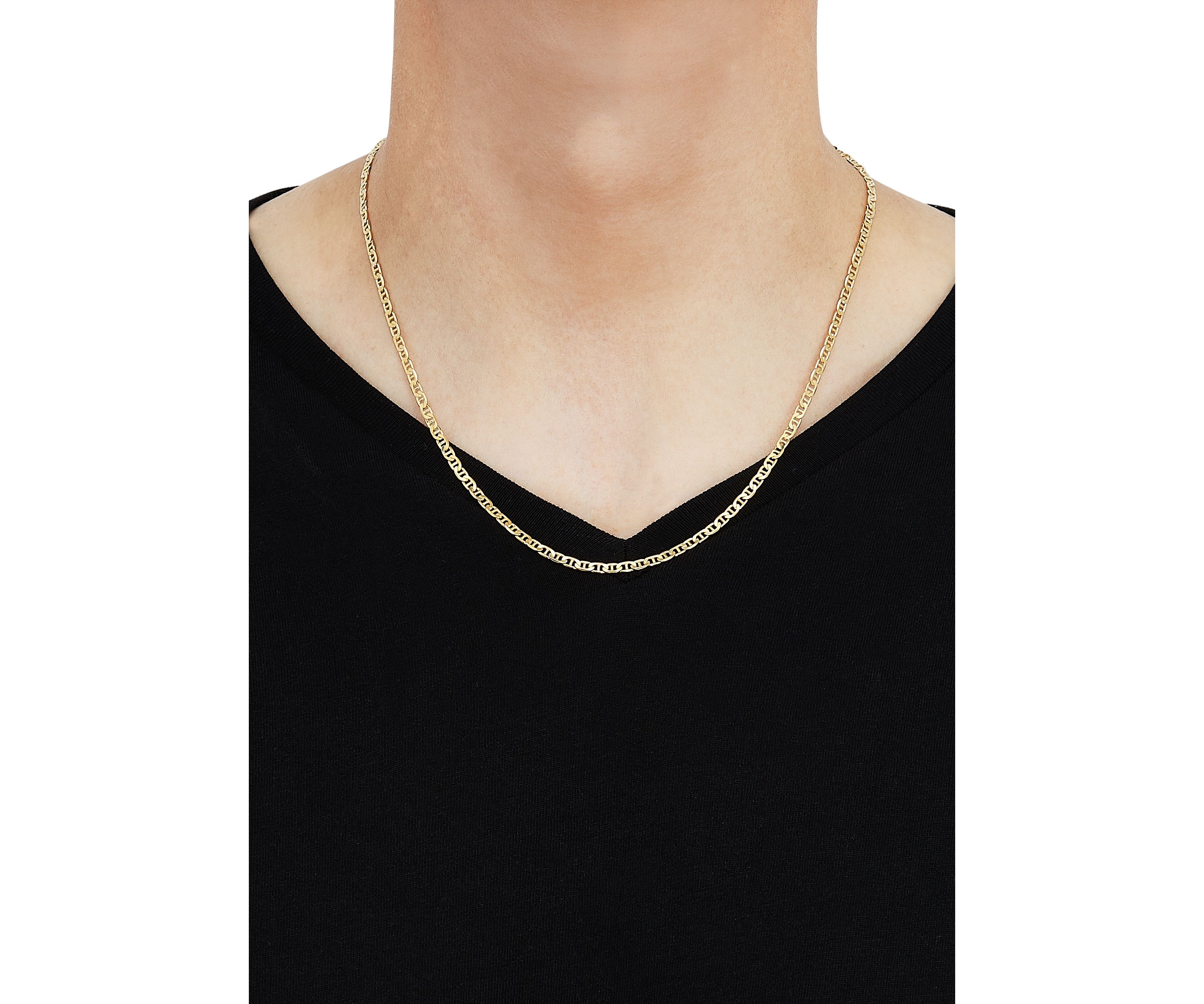 2.5 Millimeter Solid Mariner Chain Necklace in Gold Over Sterling Silver