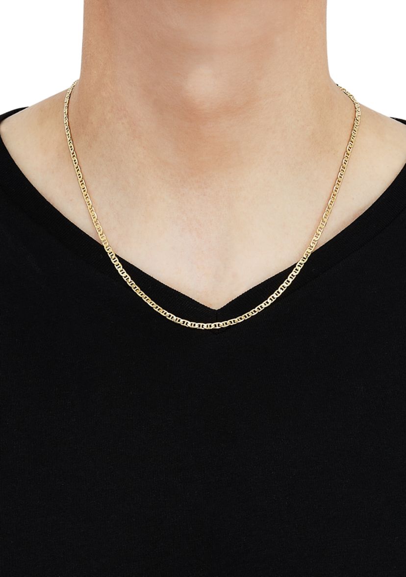 2.5 Millimeter Solid Mariner Chain Necklace in Gold Over Sterling Silver