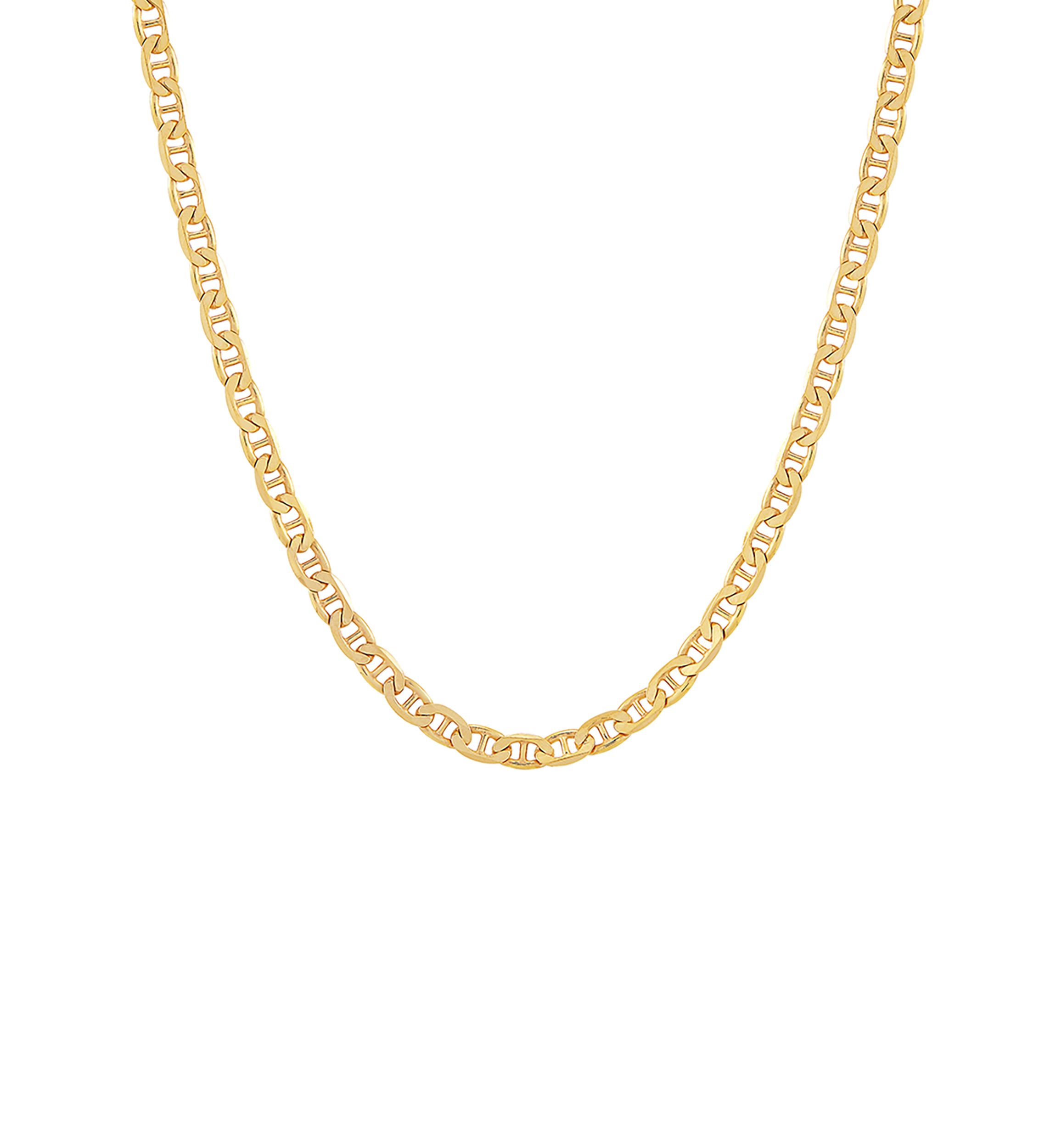 3.5 Millimeter Solid Mariner Chain Necklace in Gold Over Sterling Silver