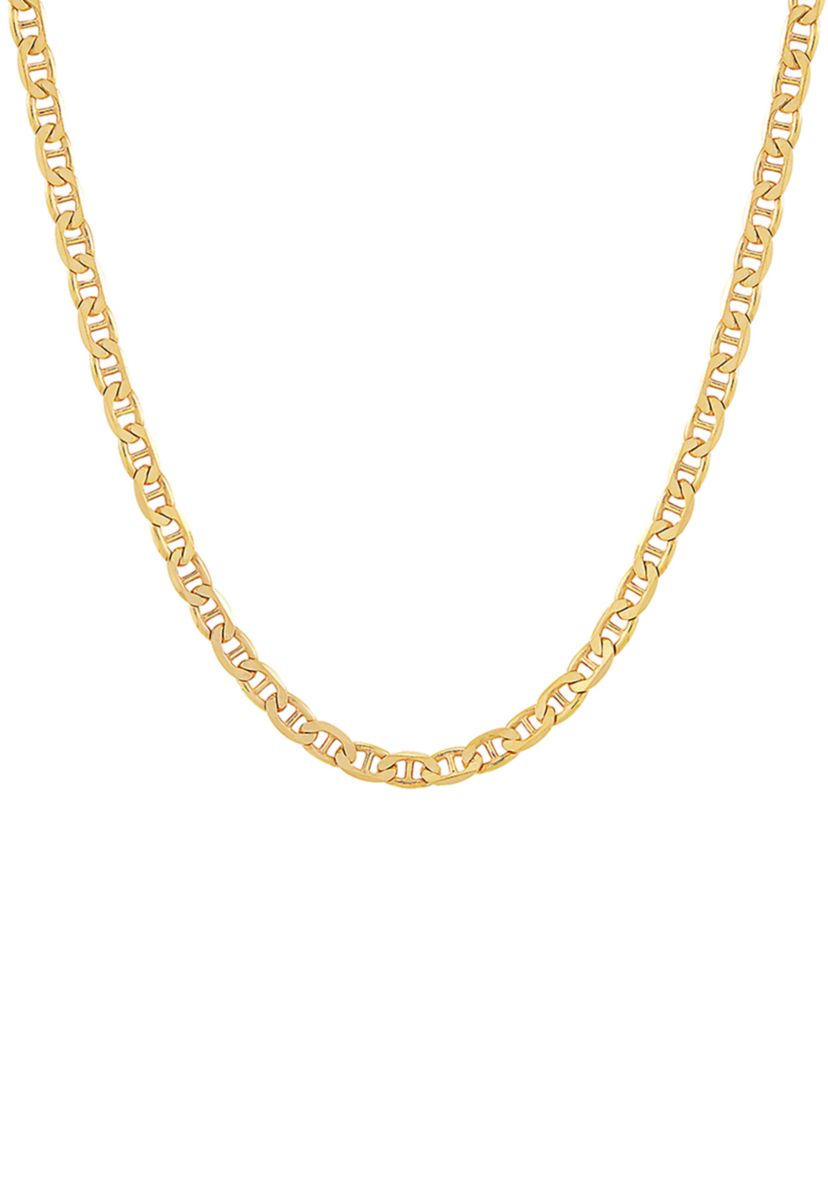 3.5 Millimeter Solid Mariner Chain Necklace in Gold Over Sterling Silver