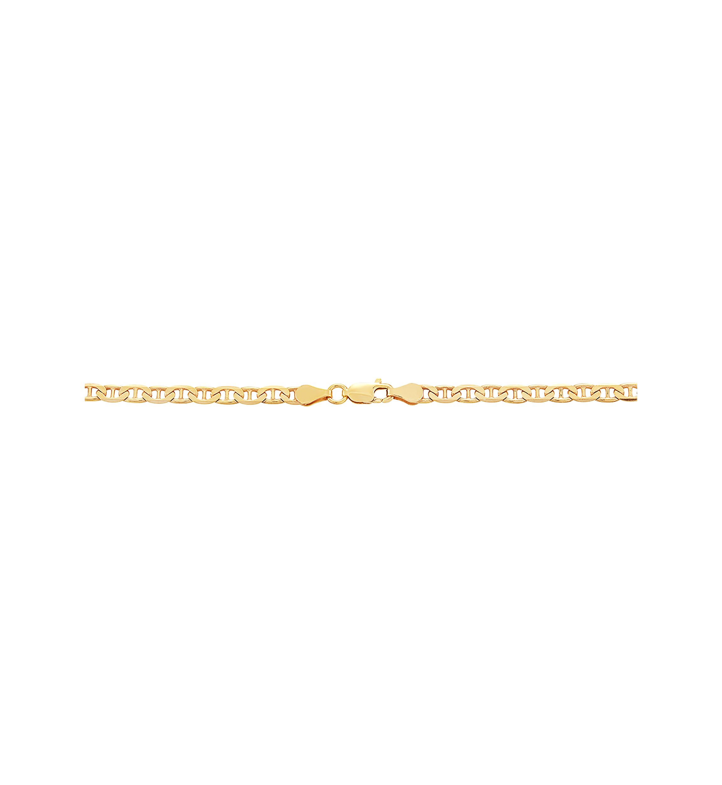 3.5 Millimeter Solid Mariner Chain Necklace in Gold Over Sterling Silver