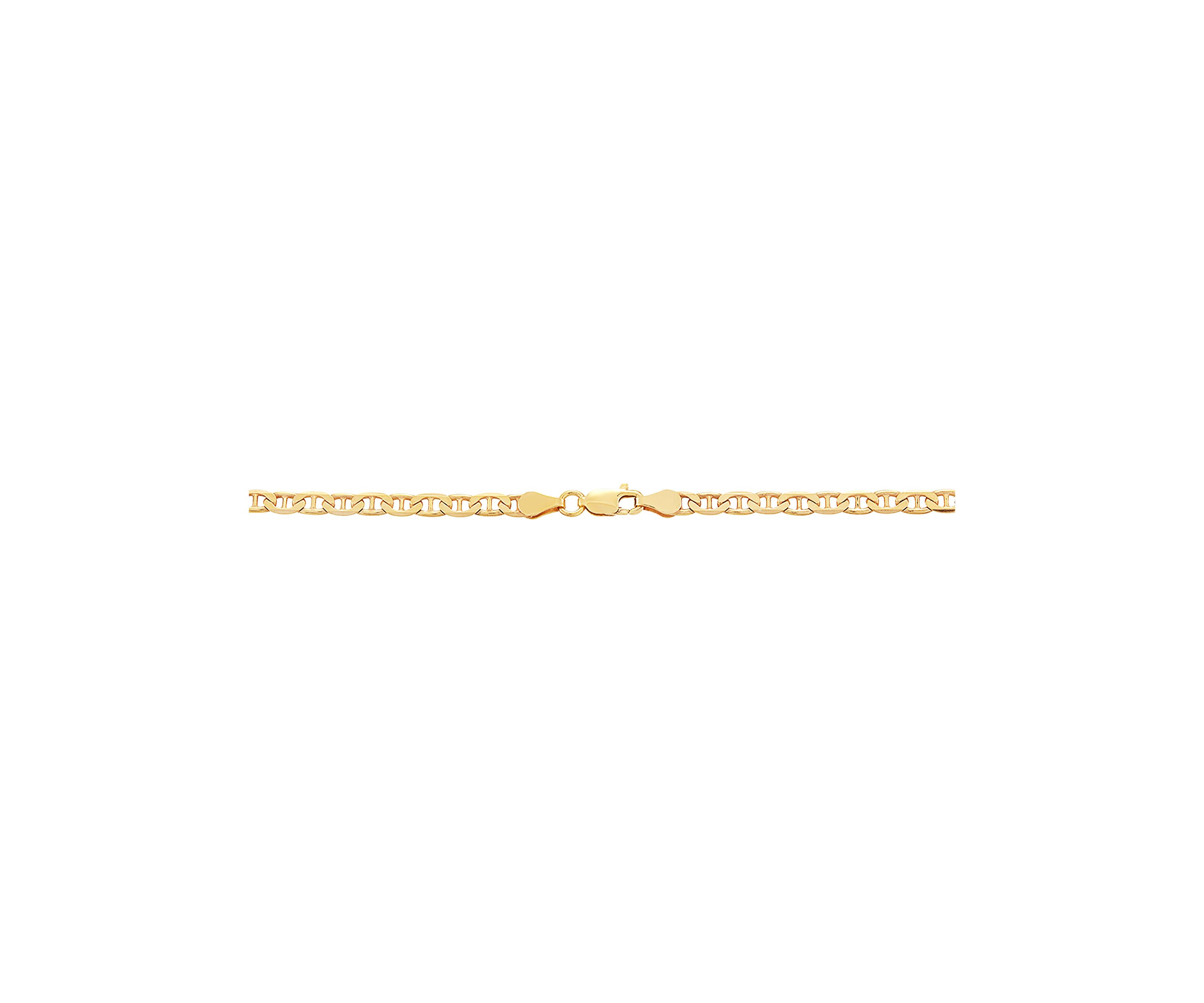 3.5 Millimeter Solid Mariner Chain Necklace in Gold Over Sterling Silver