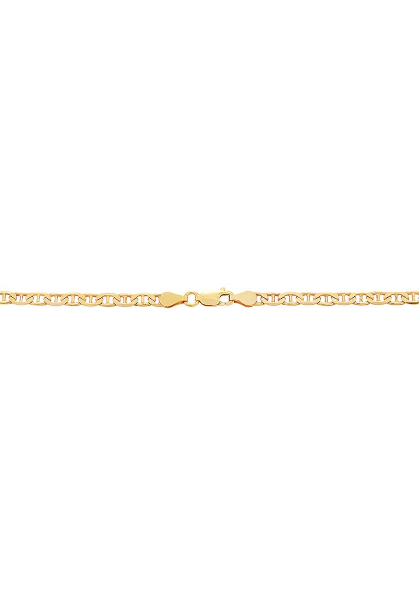 3.5 Millimeter Solid Mariner Chain Necklace in Gold Over Sterling Silver