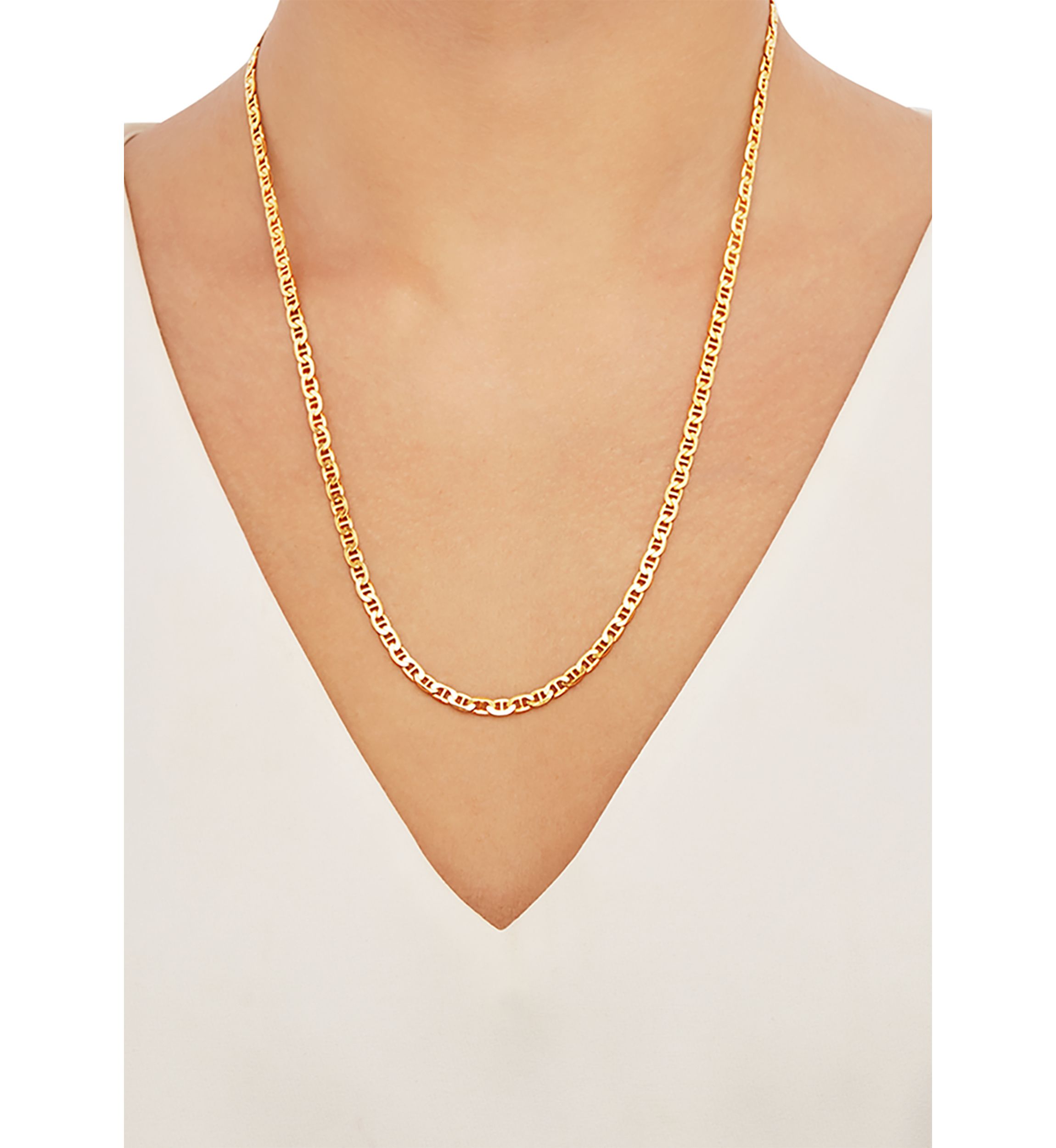 3.5 Millimeter Solid Mariner Chain Necklace in Gold Over Sterling Silver