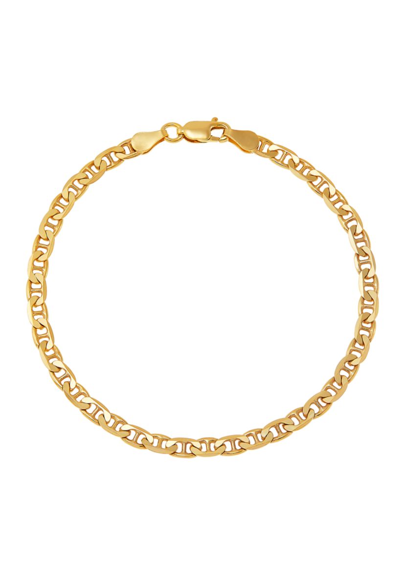 3.5 Millimeter Solid Mariner Chain Bracelet in Gold Over Sterling Silver