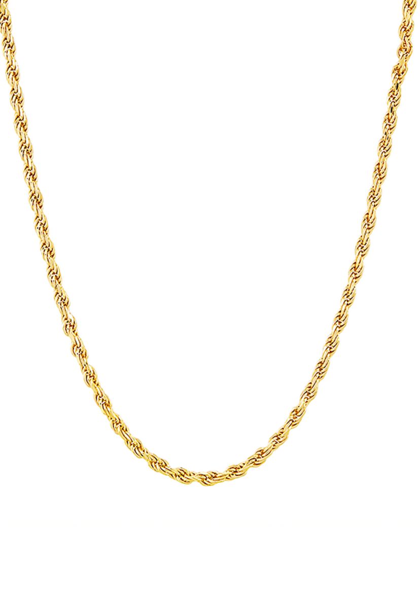2.2 Millimeter Solid Rope Chain Necklace in Gold Over Sterling Silver